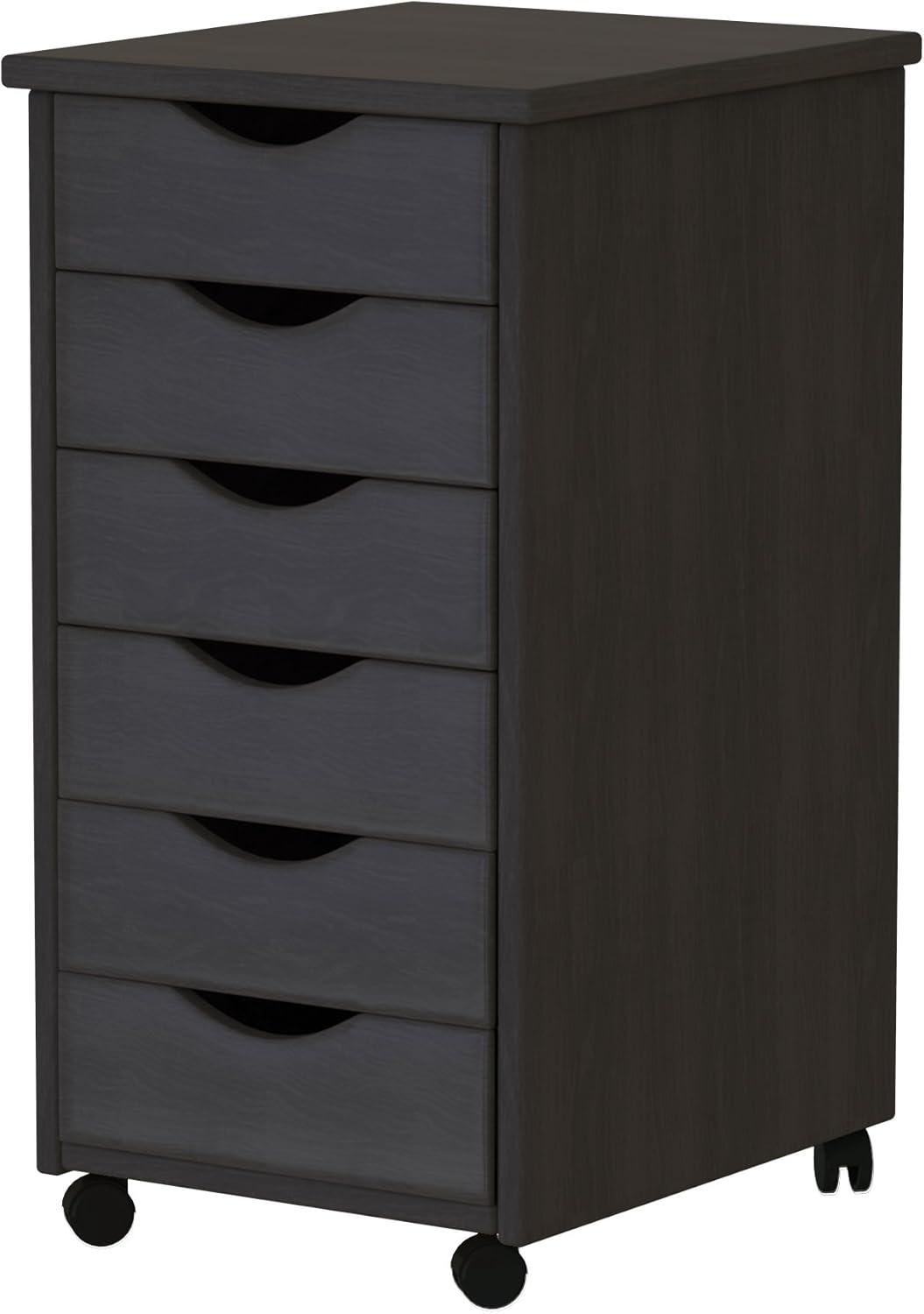 Adeptus Original Roll Cart, Solid Wood, 6+2 Drawer Narrow Roll Cart, Med Pine