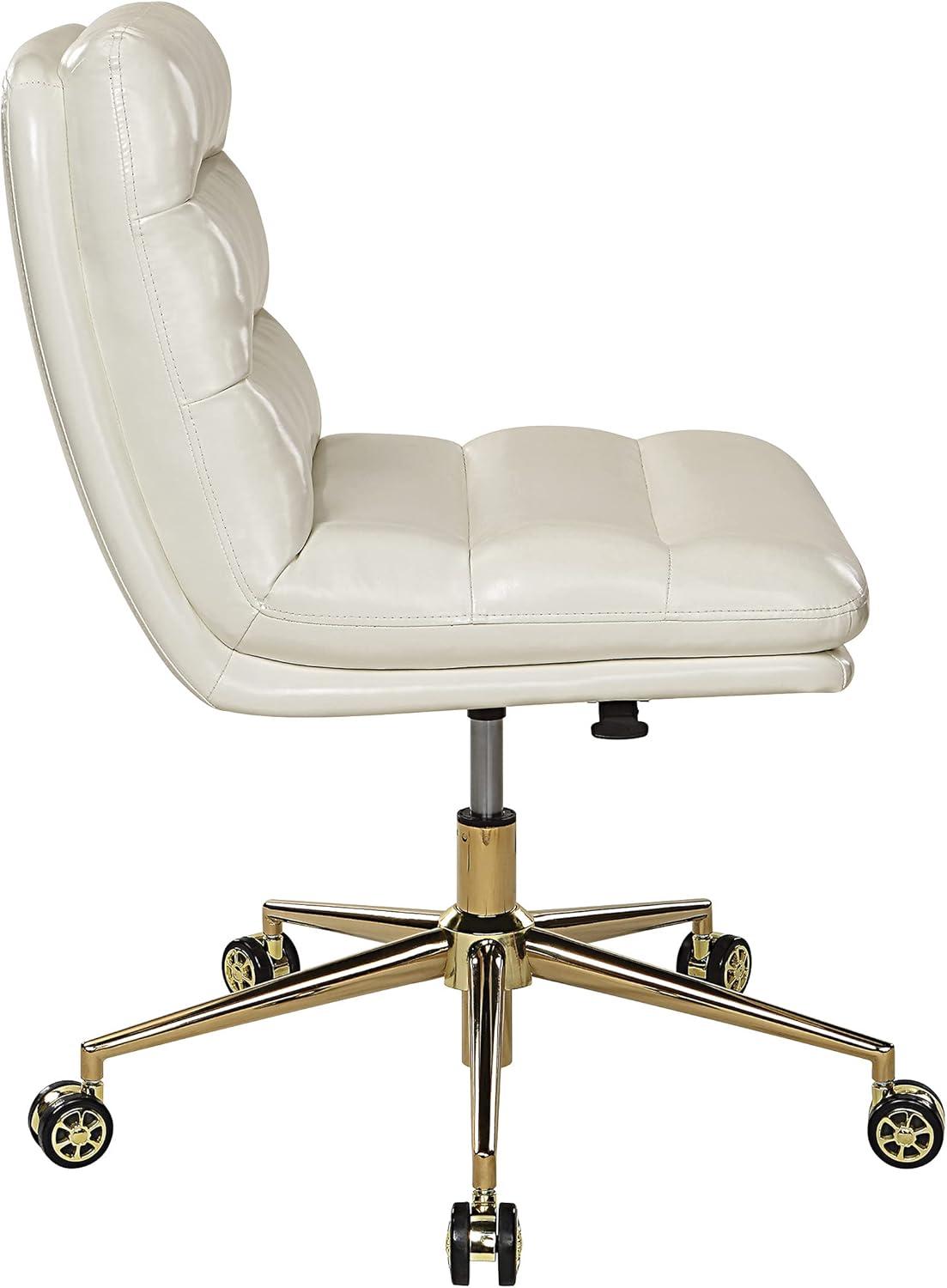 Legacy Office Chair in Cream Faux Leather with Gold Base