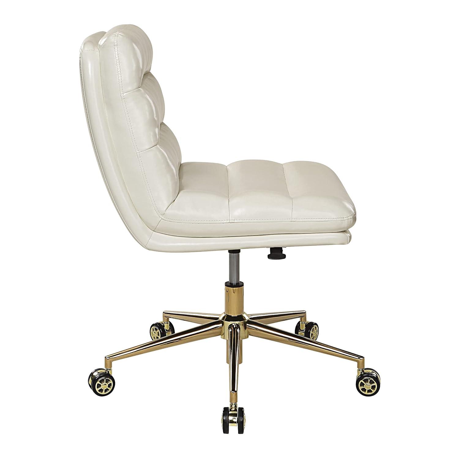Legacy Office Chair in Cream Faux Leather with Gold Base