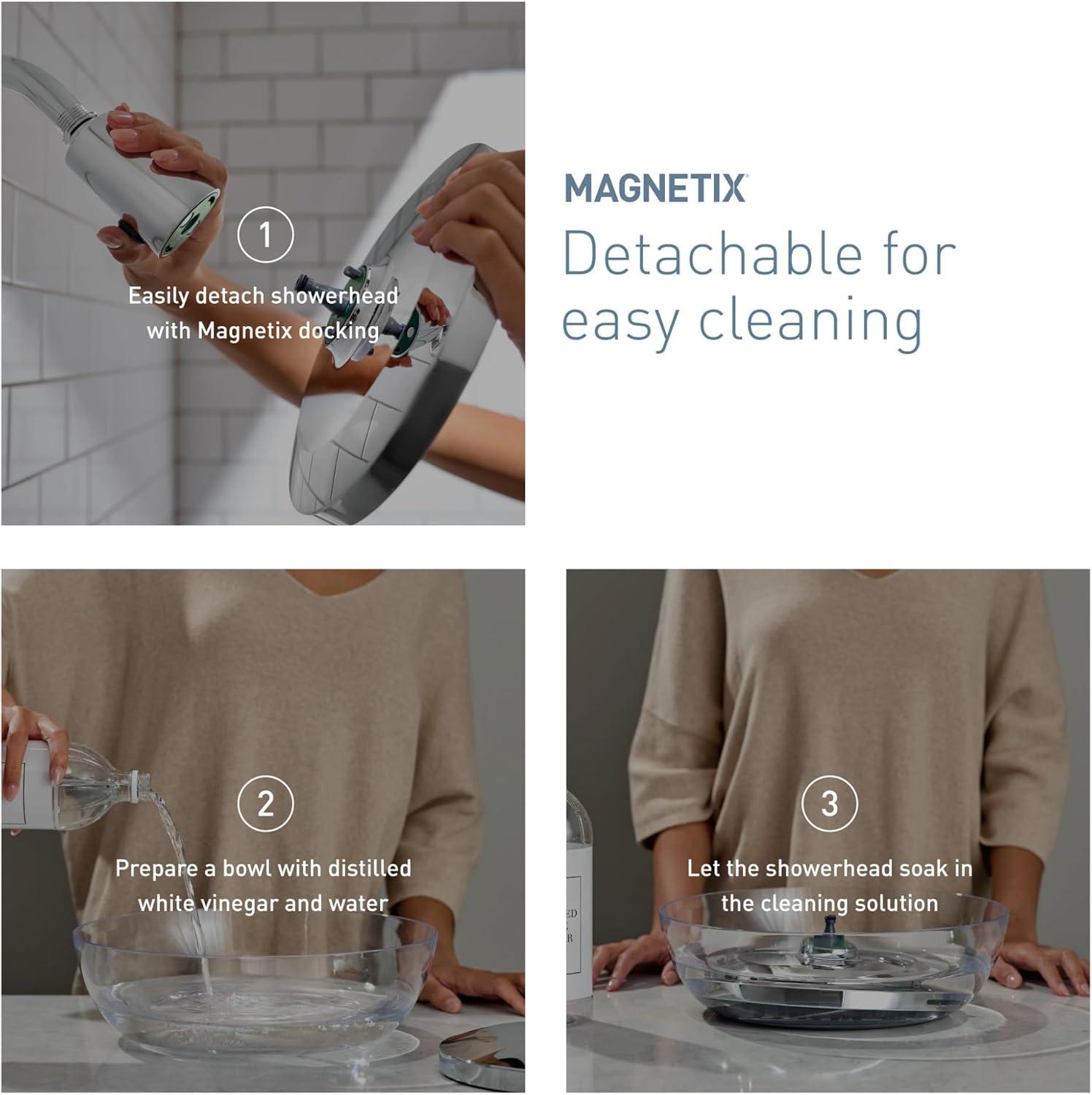 Verso 9-Inch Chrome Round Rain Shower Head with Magnetix Docking