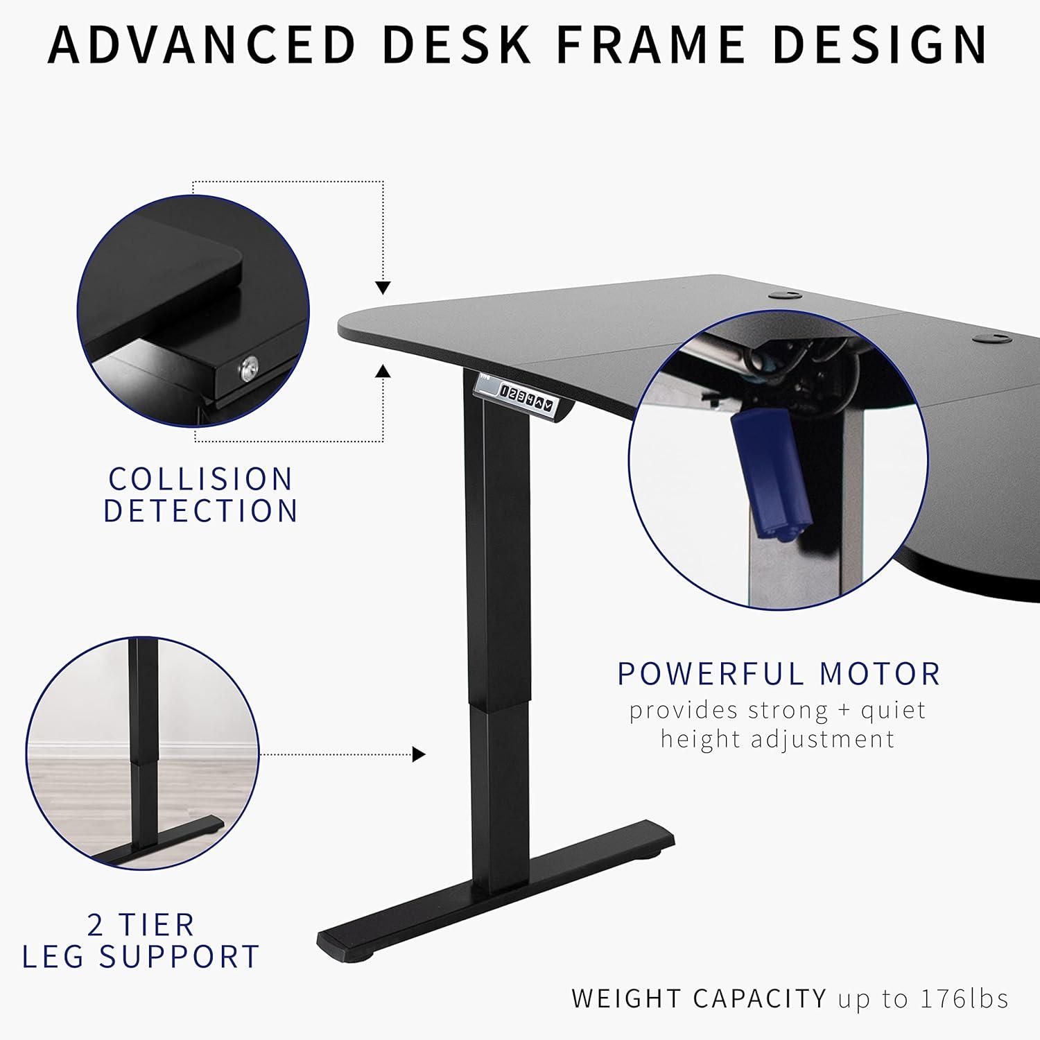 VIVO Electric 63” x 32” Standup Desk, Dark Gray Table Top, Black Frame