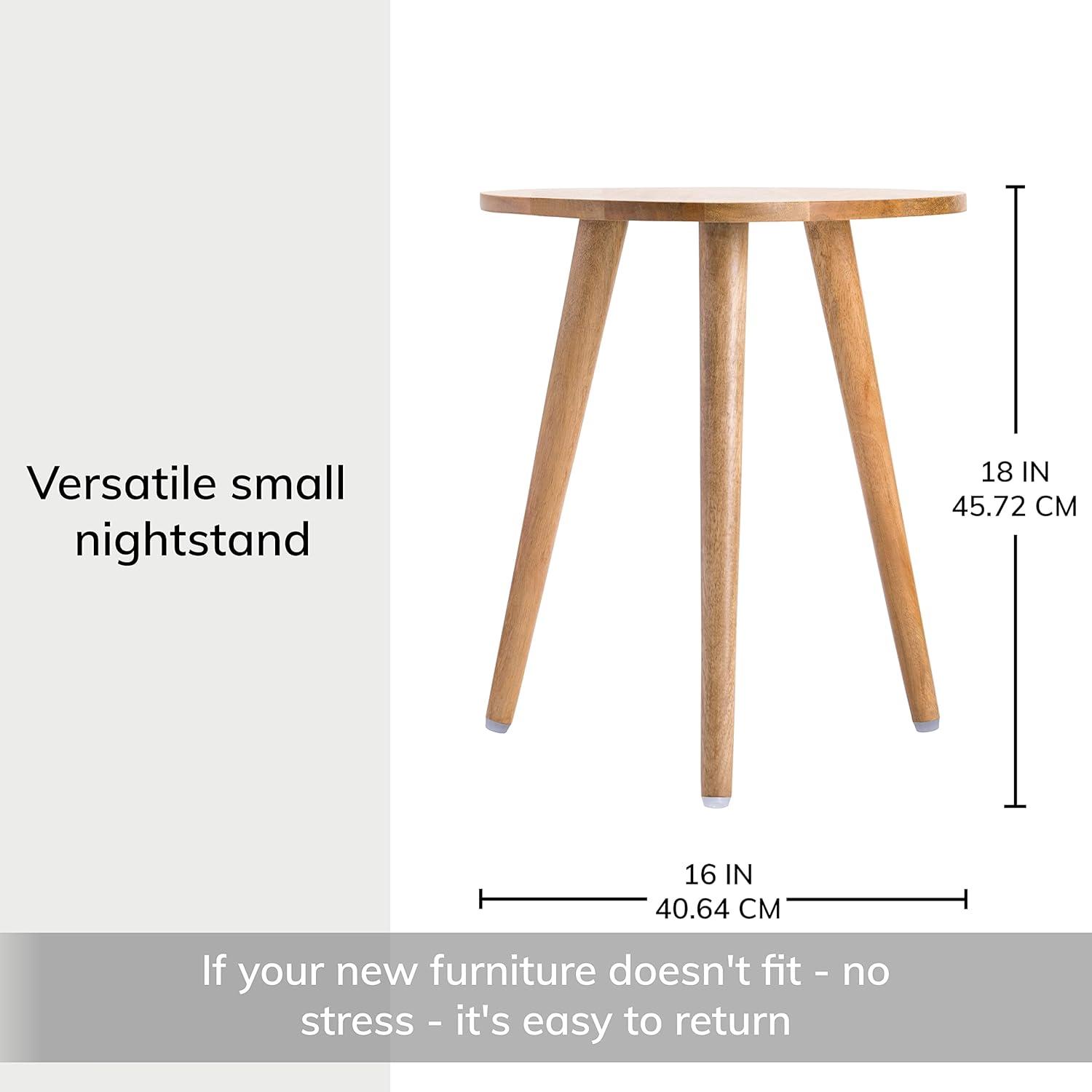 Natural Mango Wood Triangle End Table with Tapered Legs