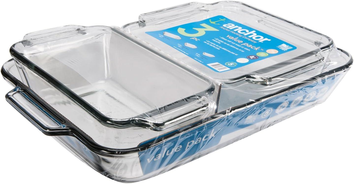 Anchor Hocking Clear Glass 3-Piece Bakeware Set