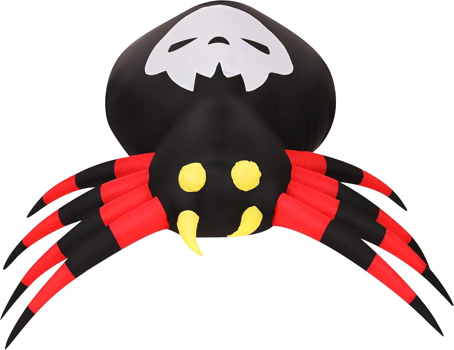 5.9-Ft. Wide Inflatable Black and Red Spider with Multi-Color Disco Lights