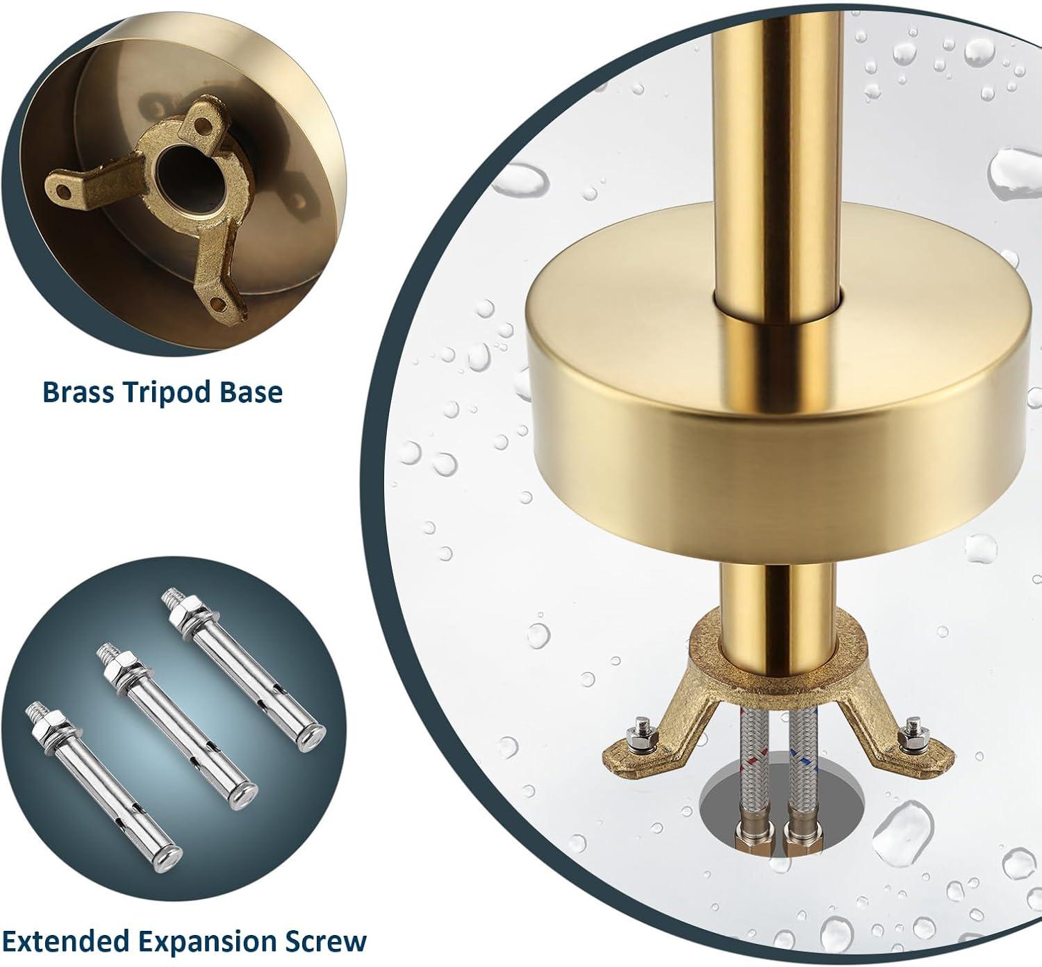 PENGFANG WORLDWIDE LLC Double Handle Floor Mounted Tub Filler With Handshower P017MBTF