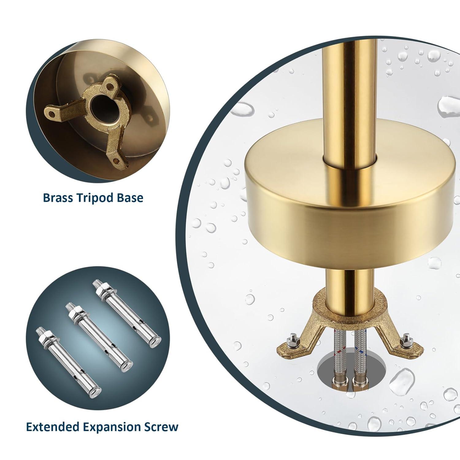 PENGFANG WORLDWIDE LLC Double Handle Floor Mounted Tub Filler With Handshower P017MBTF