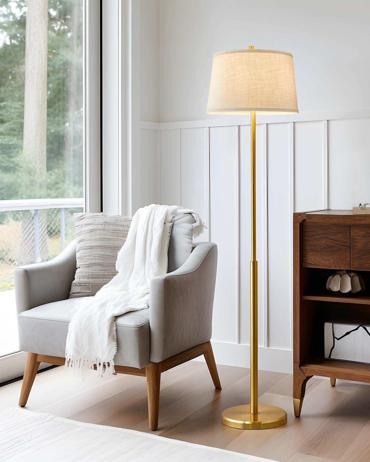 61.75" Modern Floor Lamp For Living Room Tall Lamp For Bedroom Gold Floor Lamp With Rotary Switch Industrial Standing Lamp Floor Lamp For Nursery Study Room Office