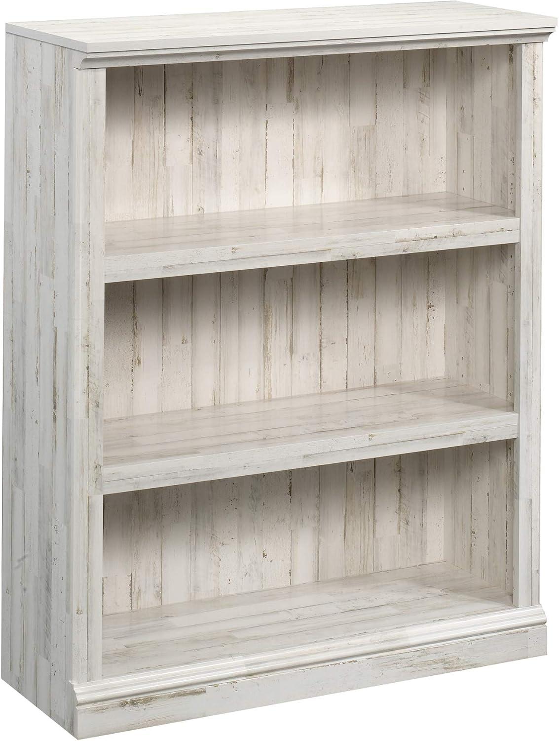 44" 3 Shelf Bookcase White - Sauder: Farmhouse Style, Smooth Laminate Finish, MDF Construction