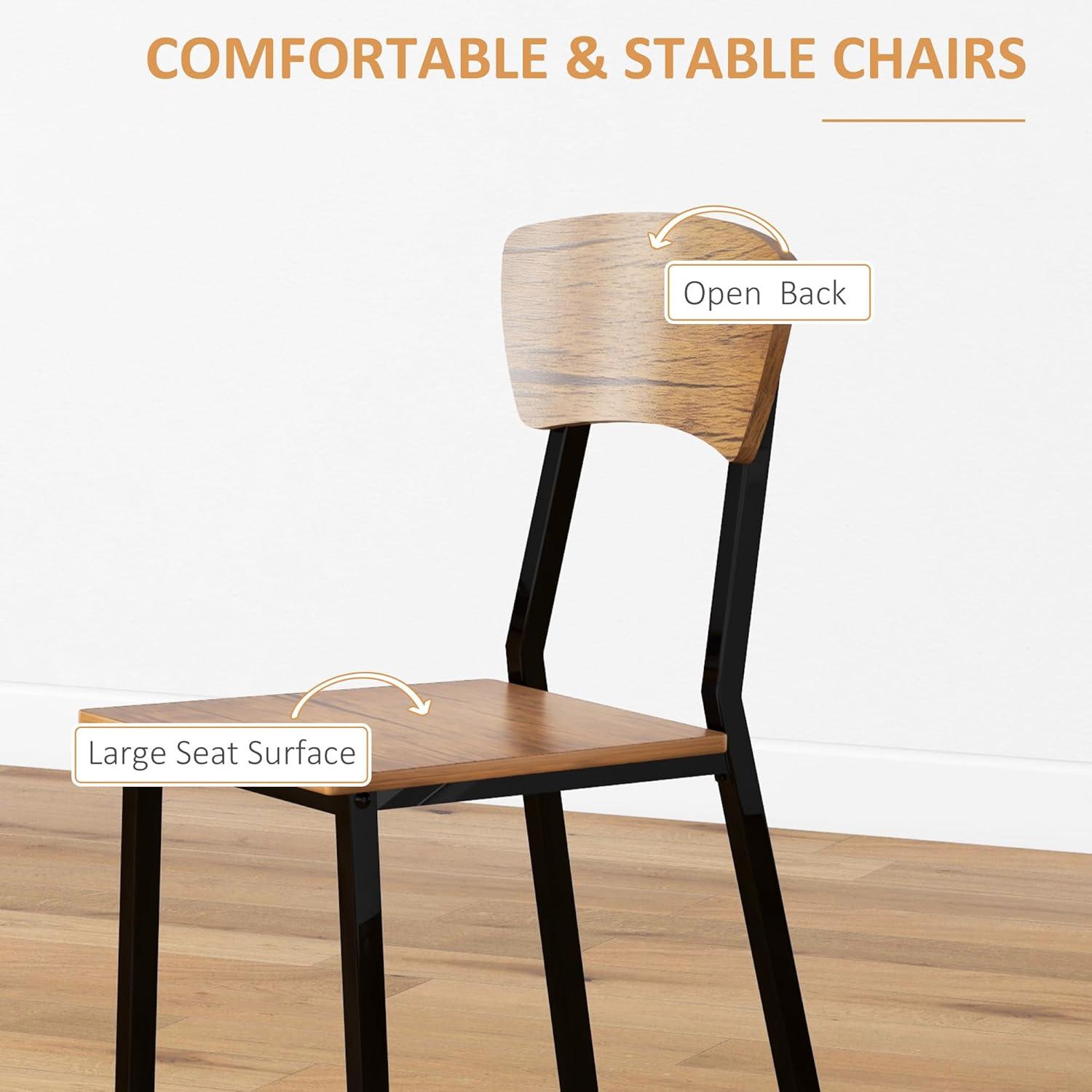 17 Stories 5 Piece Industrial Dining Table Set, Rectangular Kitchen Table And 4 Chairs, Dining Room Set For Small Space