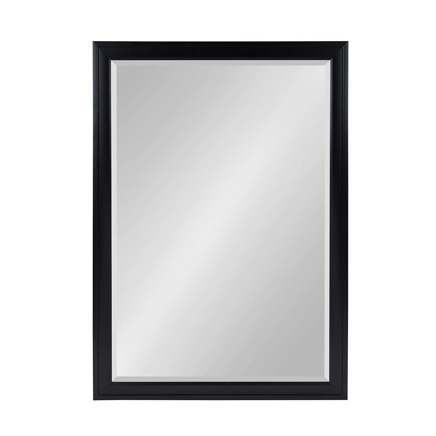 28" x 40" Bosc Framed Wall Mirror Black - DesignOvation: Modern Rectangular Decor, No Assembly Required