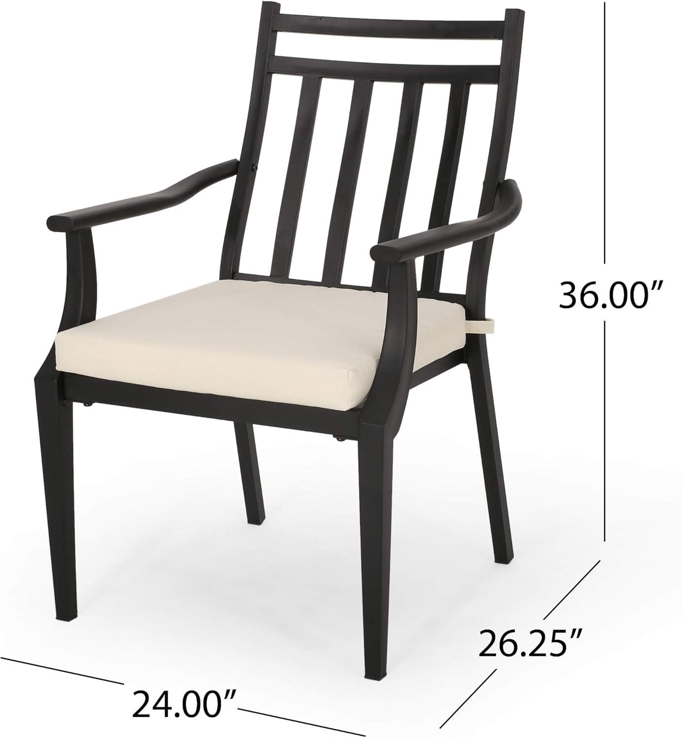 Christopher Knight Home Delmar Outdoor Dining Chair with Cushion (Set of 2) by  - 26.10" W x 24.50" D x 36.00" H Matte Black+Beige