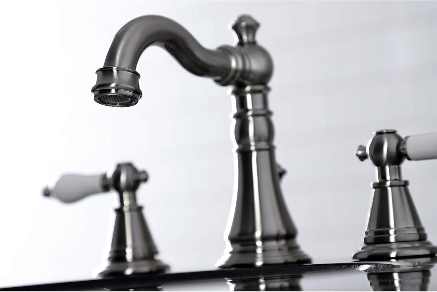 Kingston Brass English Classic Two-Handle 3-Hole Deck Mount Widespread Bathroom Faucet with Pop-Up Drain