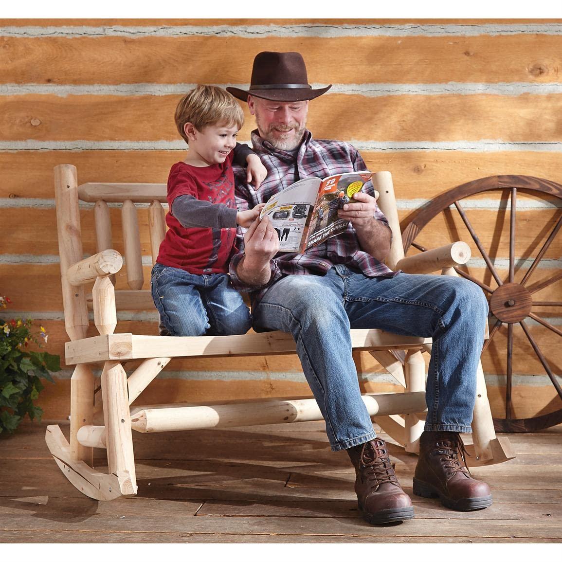 CASTLECREEK 2-Seat Wooden Rocking Bench
