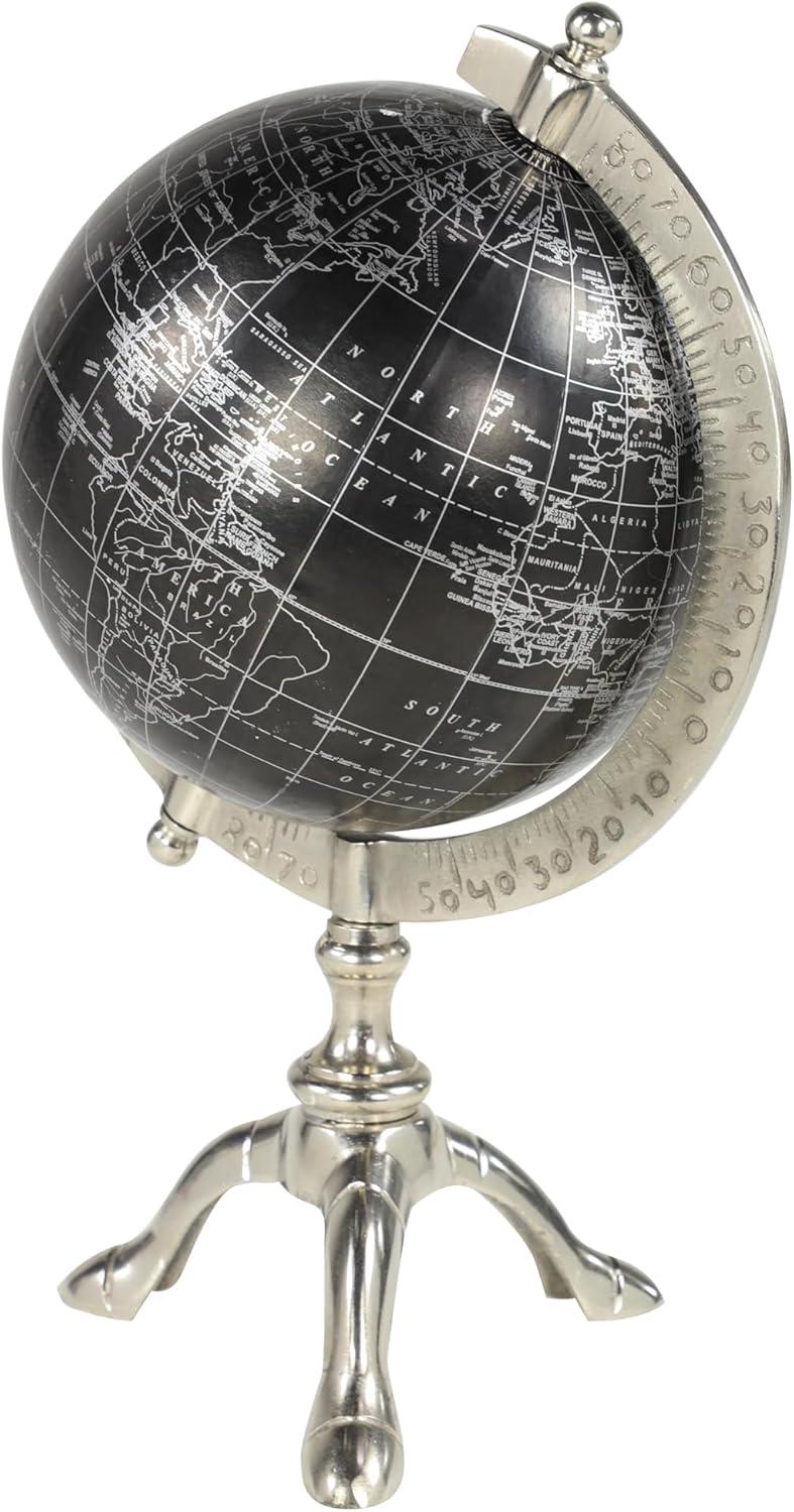 Rustic Black Abstract 7" Globe on Polished Metal Stand