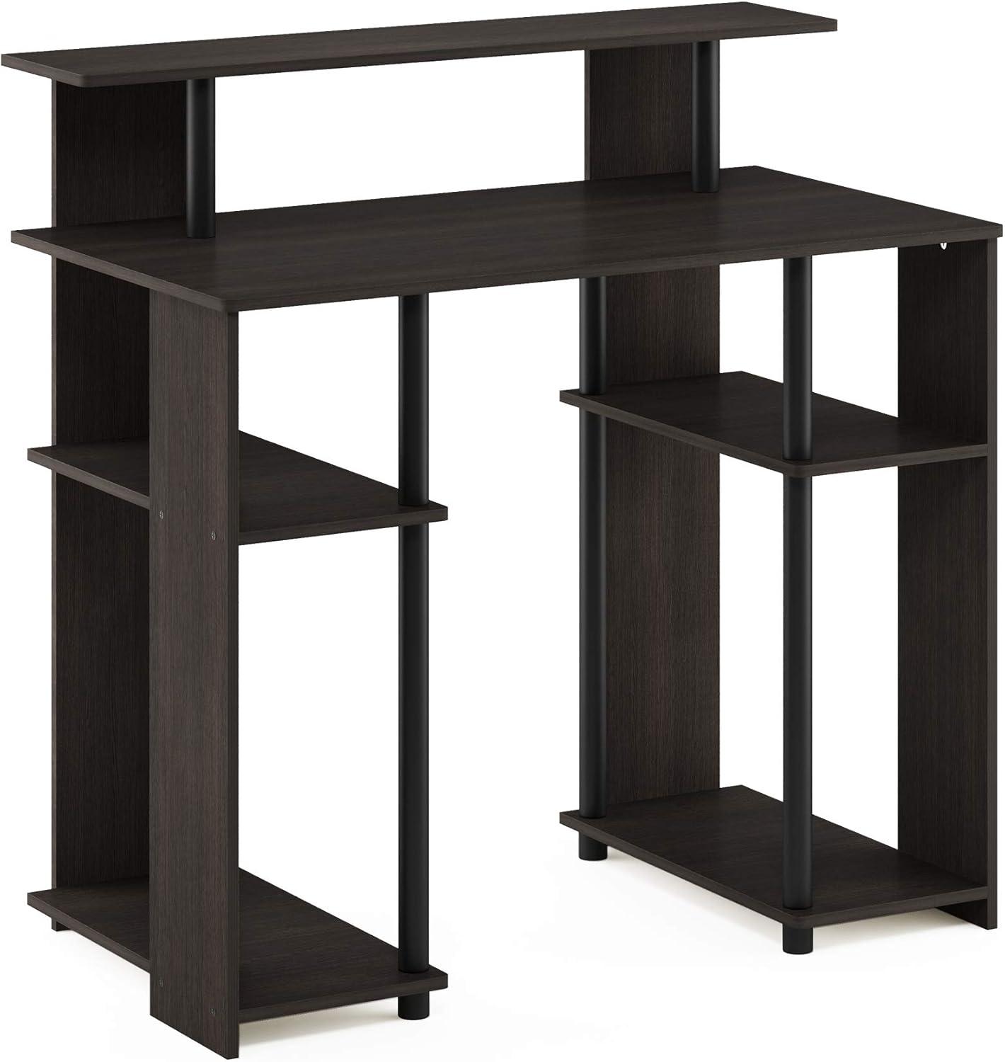 Furinno Simple Design Computer Desk Home Office Workstation Study Writing Desk Open Bookcsae with CPU Stand,Walnut