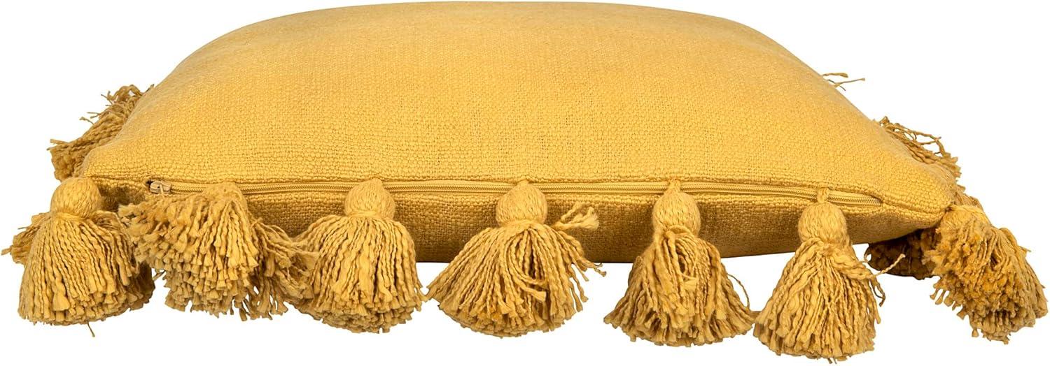 Creative Co-Op Woven Cotton Slub Pillow with Tassels, Mustard