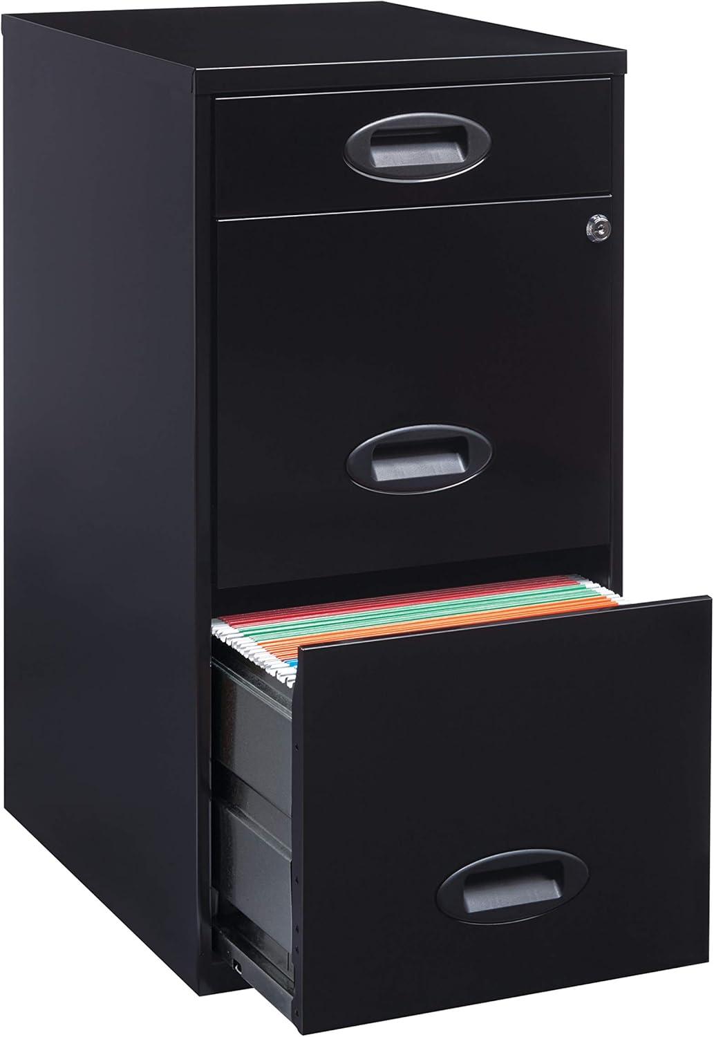 Space Solutions 3 Drawer Letter Width Vertical File Cabinet with Pencil Drawer, Black