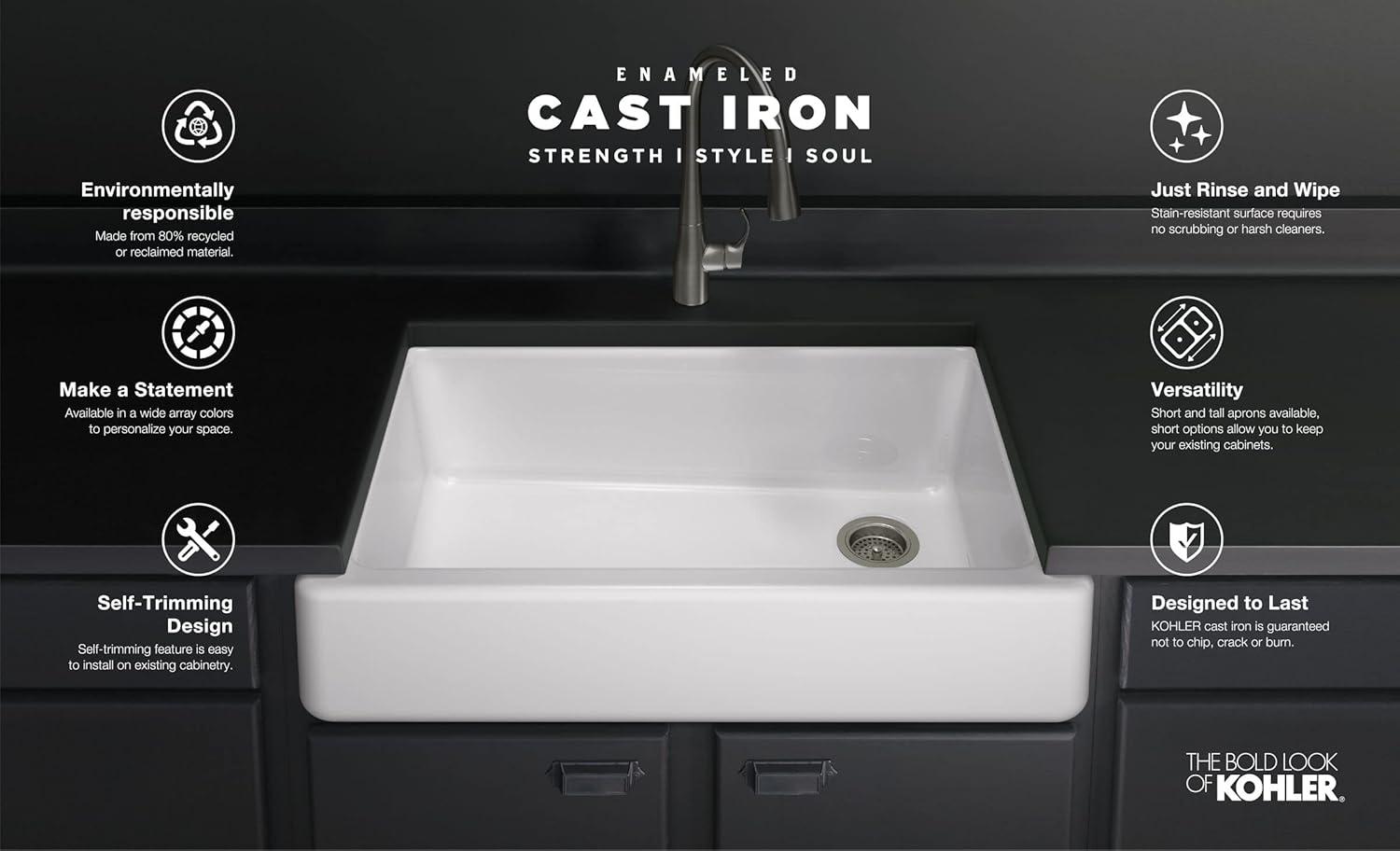 Whitehaven® Self-Trimming 36" L x 22" W Farmhouse Kitchen Sink