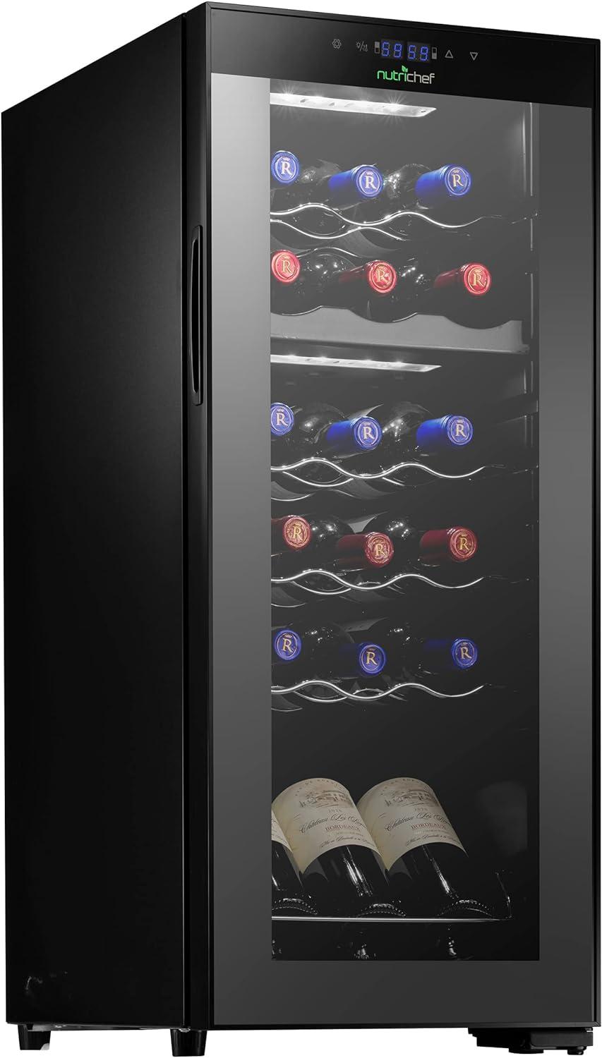 Black Dual Zone Freestanding Wine Cooler with Interior Lighting