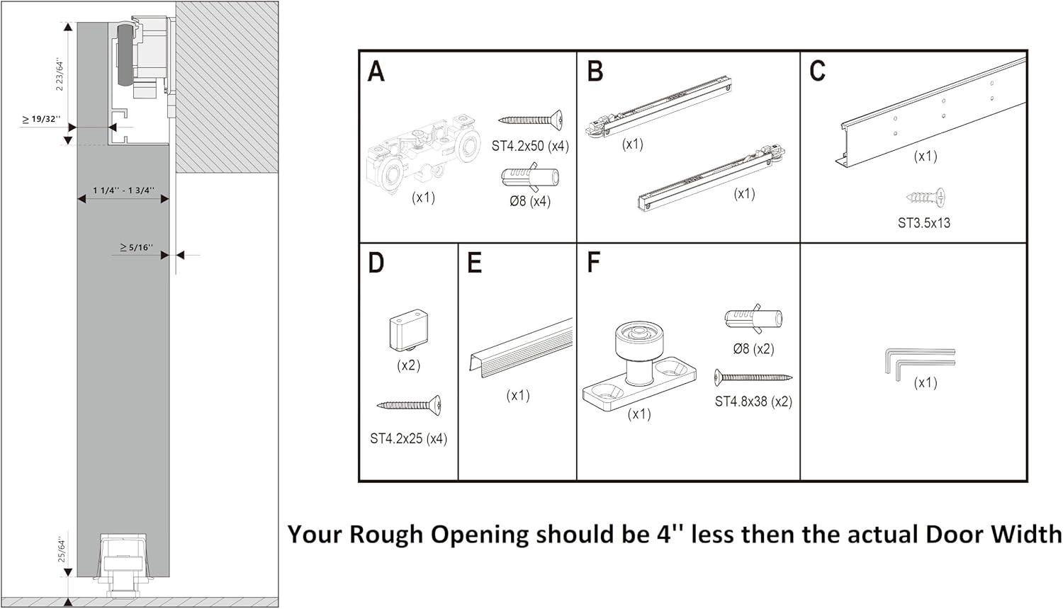 Concealed Invisible Magic Sliding Door Hardware Set for Sliding Doors