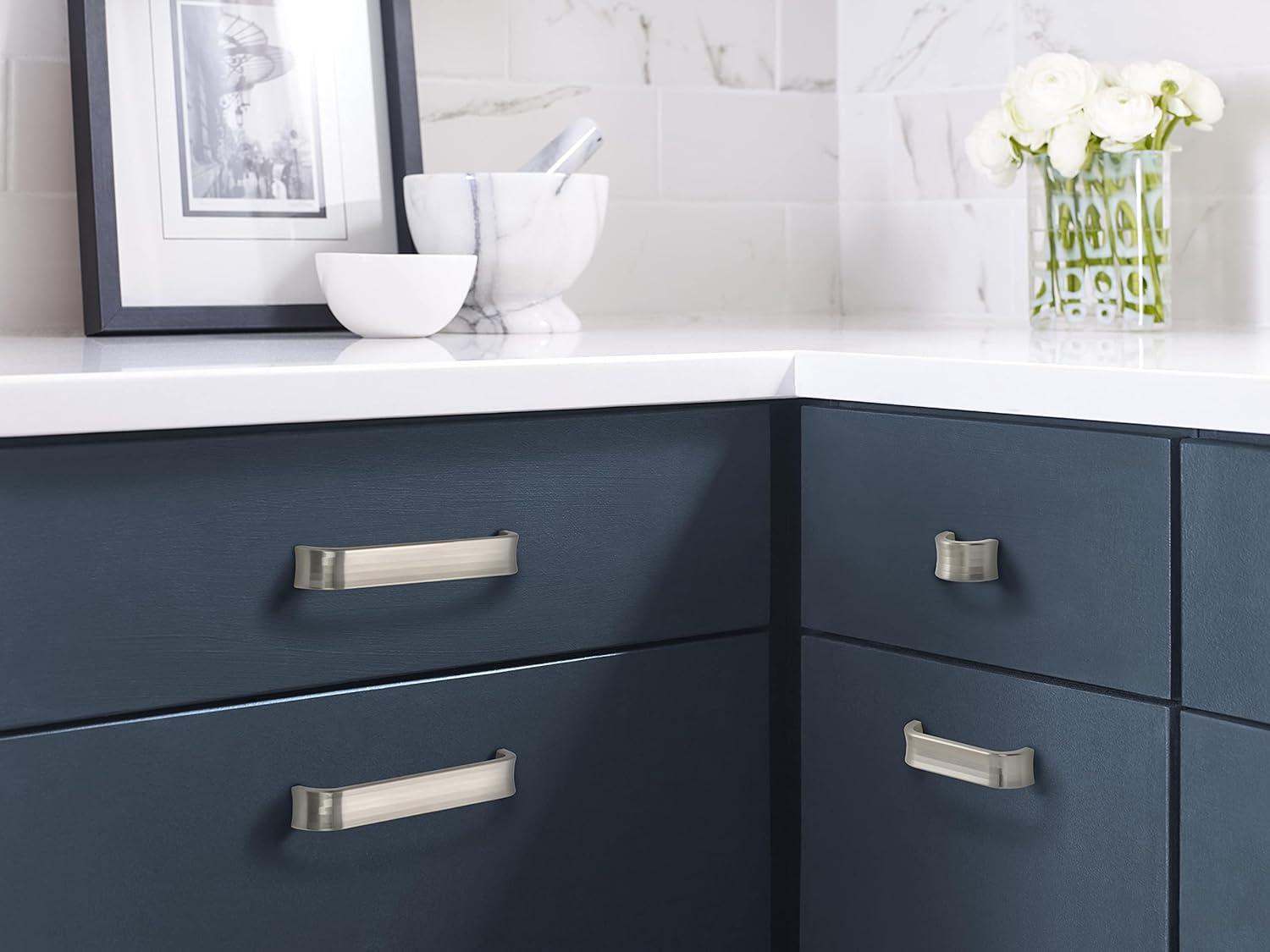 Brushed Nickel Modern Cabinet Pull with Mounting Hardware