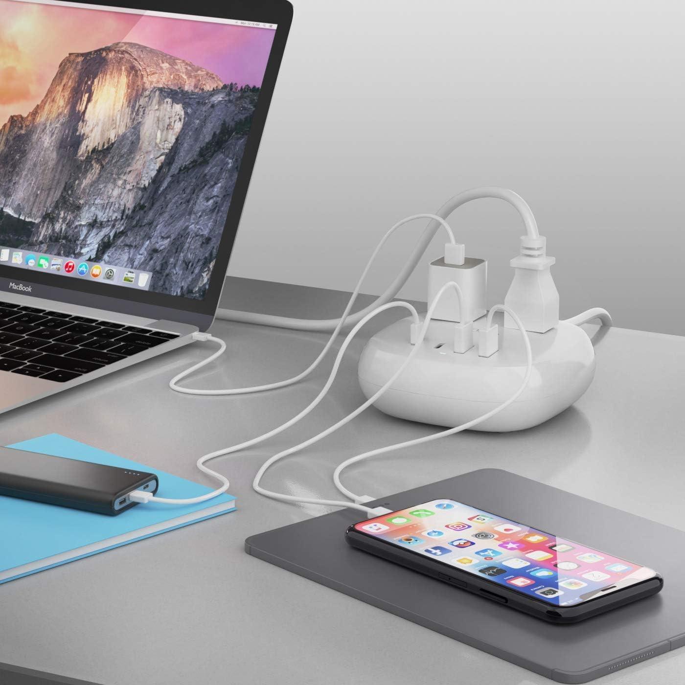 Ceptics USB C Power Strip, Compact Surge Protector with Grounded Dual USB and USB-C Ports, 21W 5-Foot Cord