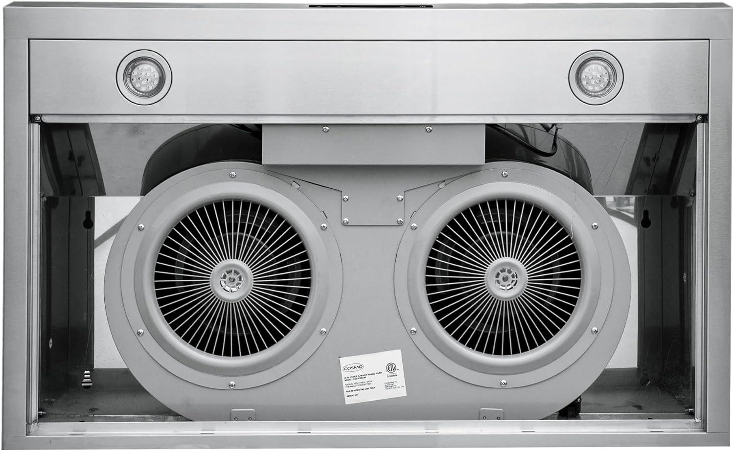 Cosmo 36 in. Haven Collection Ducted Under Cabinet Range Hood, Touch Controls, LED Lights, Permanent Filters, Stainless Steel