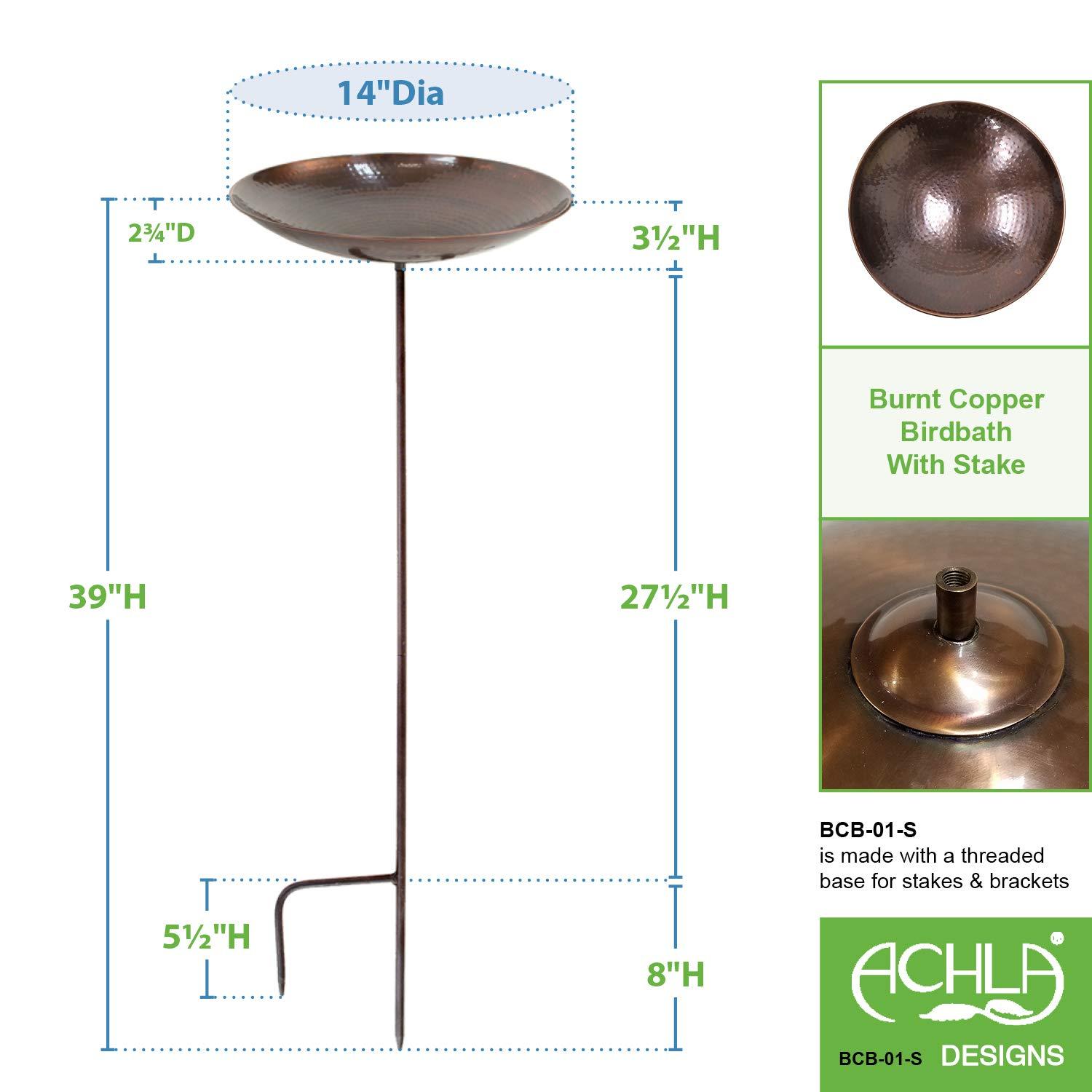 12.75 in. Dia Antique Copper Classic II Birdbath with Stake