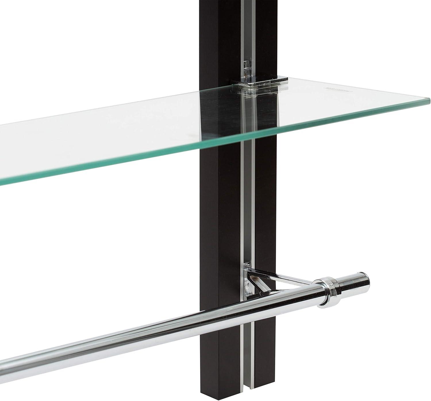 Organize It All Two Tier Deluxe Wood Glass Shelf with Towel Bar Brown : Microfiber, Machine Washable, Non-Slip Backing