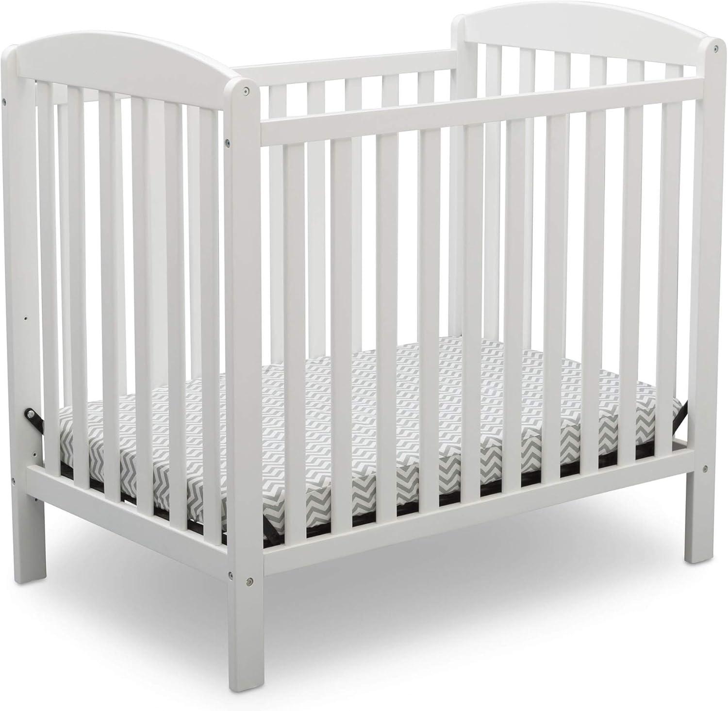 Bianca White Mini Convertible Baby Crib with Mattress