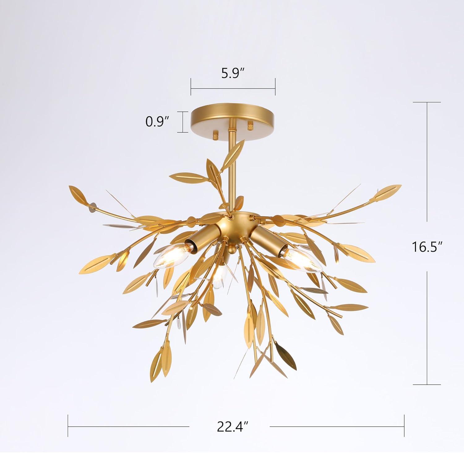Elegant Lighting Priscilla 18.5 inch flush mount in gold leaf