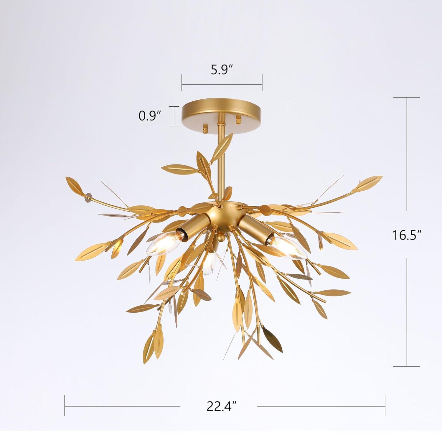 Elegant Lighting Priscilla 18.5 inch flush mount in gold leaf
