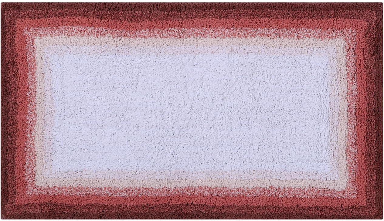 Latitude Run® Torrent 100% Cotton Tufted Bath Rug with Non-Slip Backing Machine Washable Luxurious Ombre Pattern Ultra Soft and Absorbent Bathroom Rug