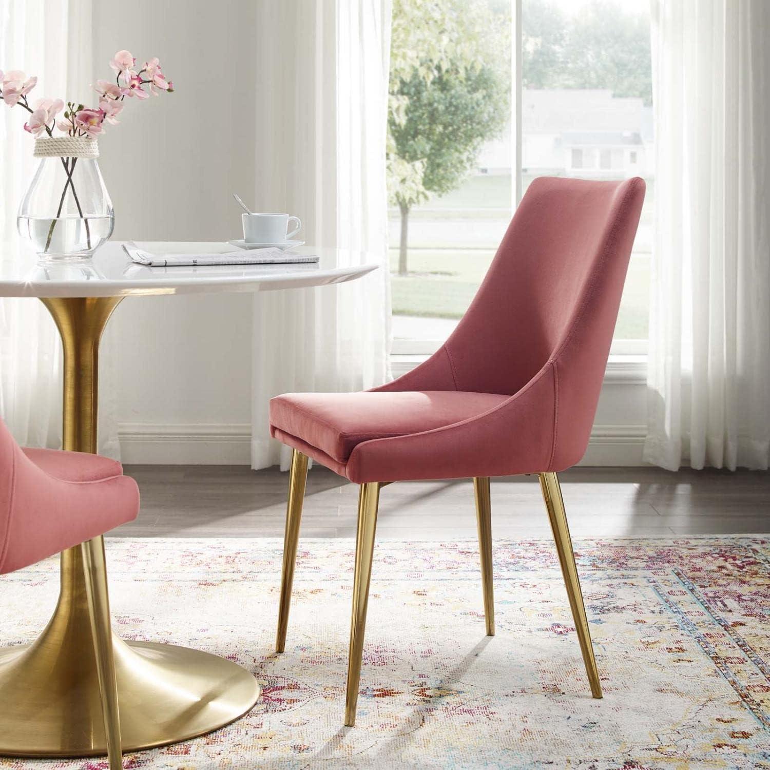 Modway Viscount Modern Accent Performance Velvet Dining Chair - Dusty Rose