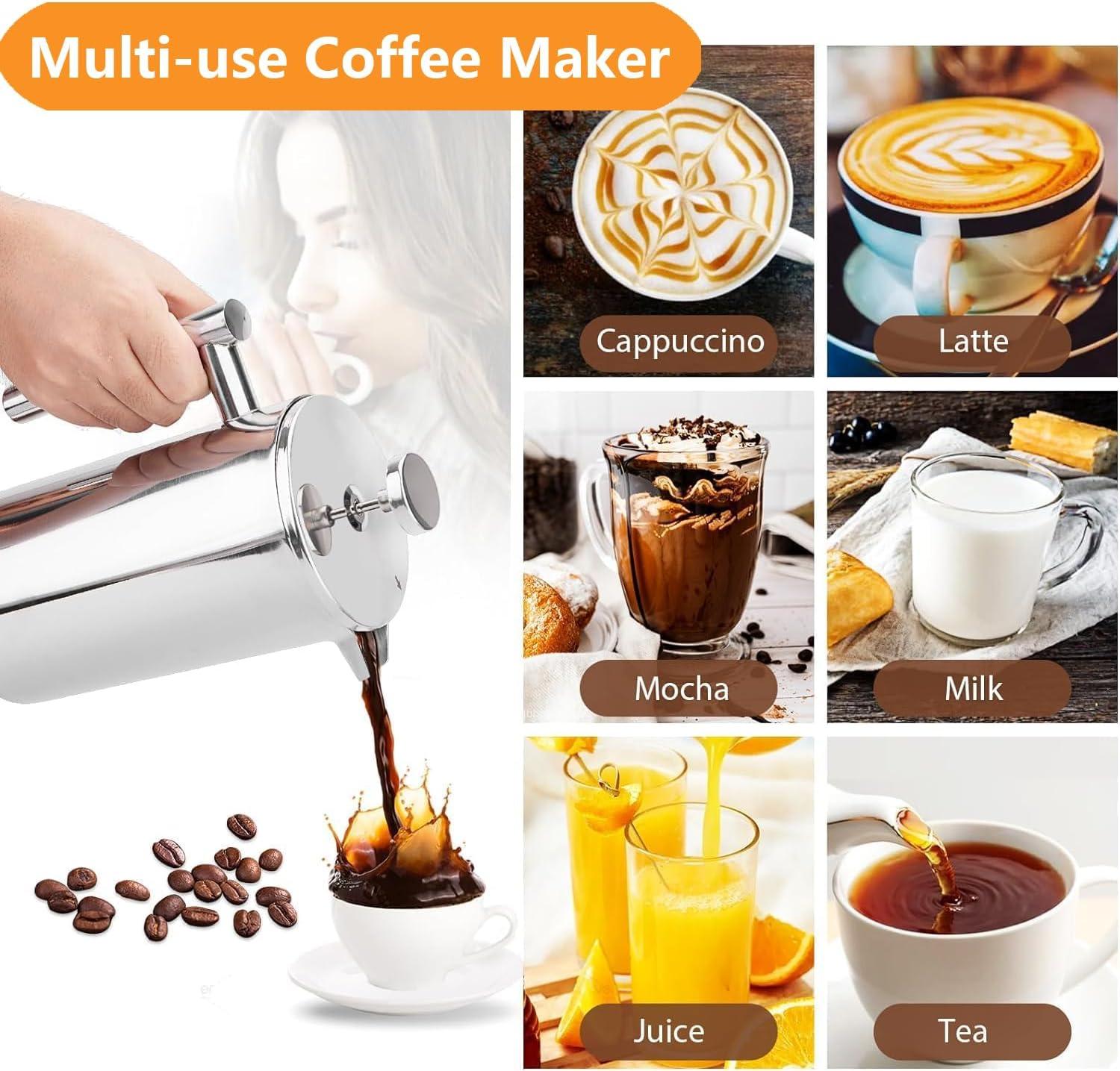 Stainless Steel Double-Wall Insulated French Press Coffee Maker