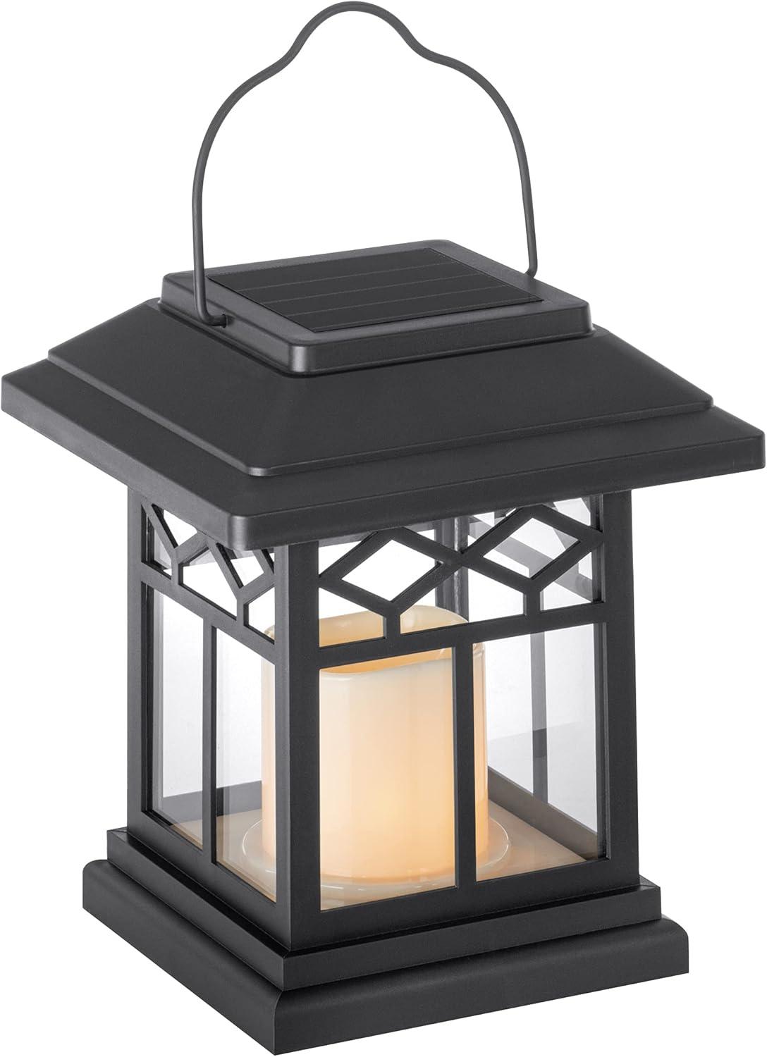 Black Solar LED Flameless Candle Lantern