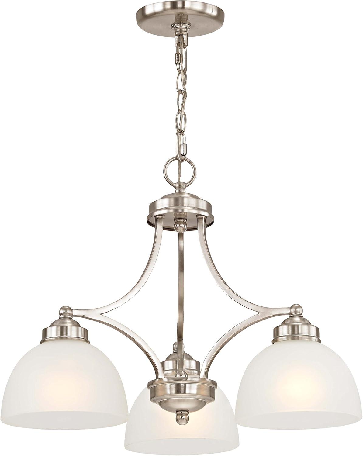 Somerset Mini 3-Light Chandelier in Brushed Nickel with Satin Glass