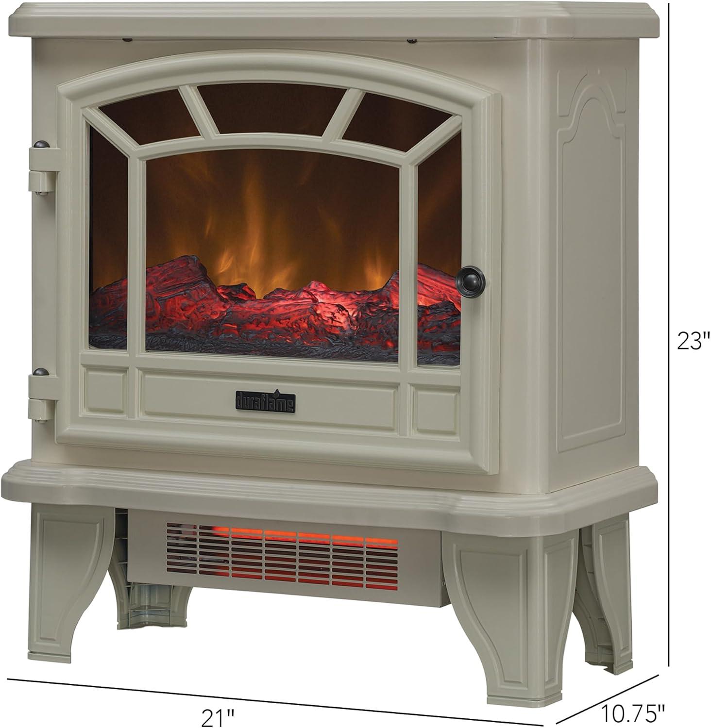 YfulYde Electric Fireplace Stove 1500 Watt Infrared Heater with Flickering Flame Effects - Cream