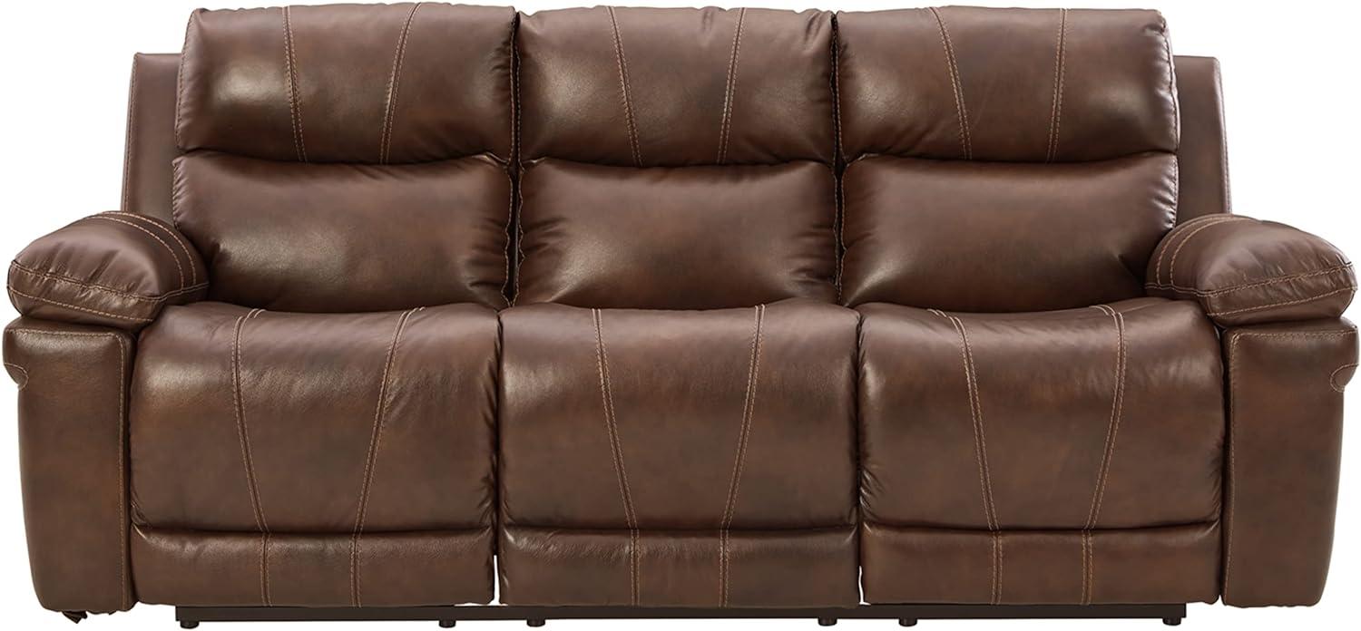 Ashley Furniture Edmar Leather Power Reclining Sofa with Headrest in Chocolate