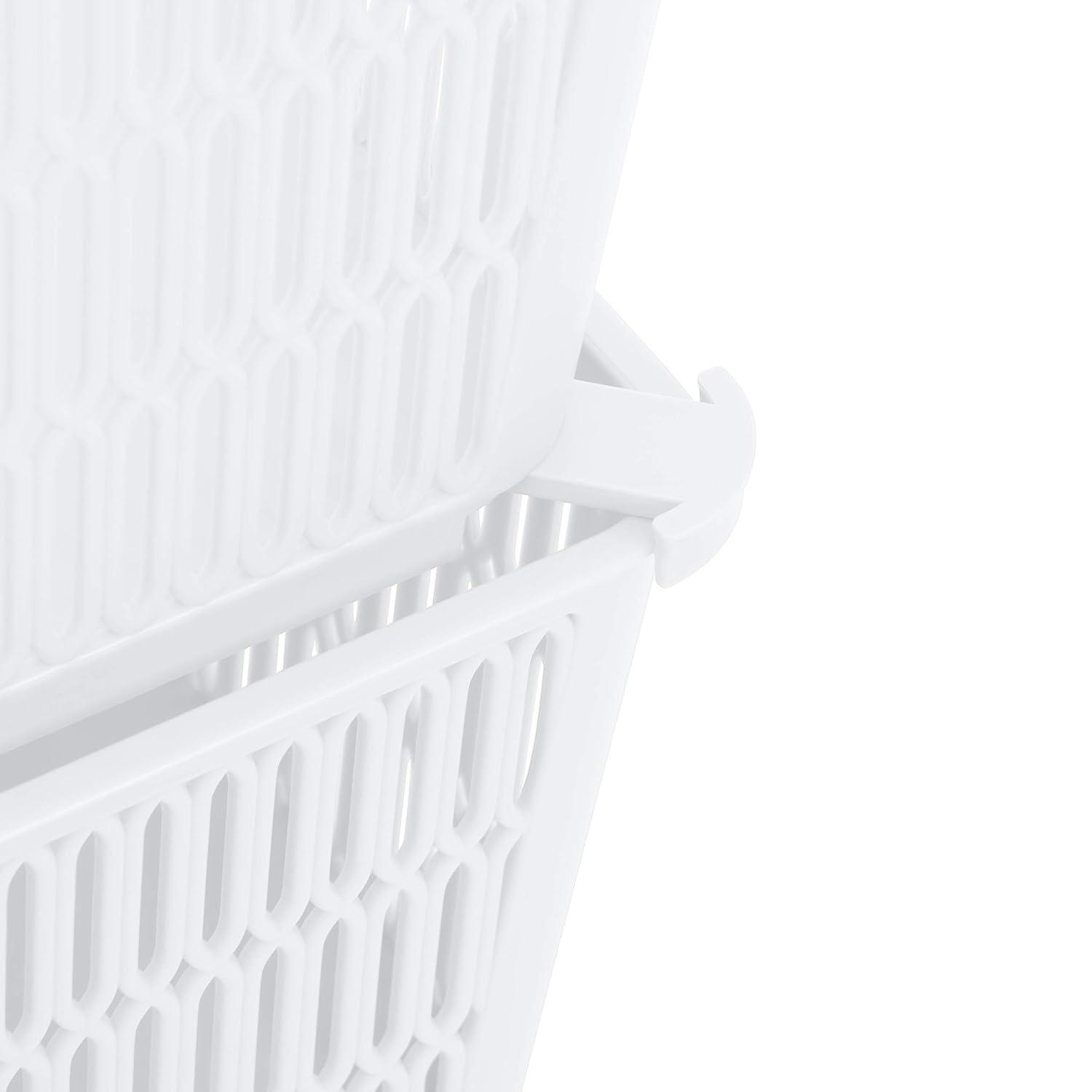 Simplify Slide 2 Stack It 2 Pack Plastic Storage Tote Baskets in White