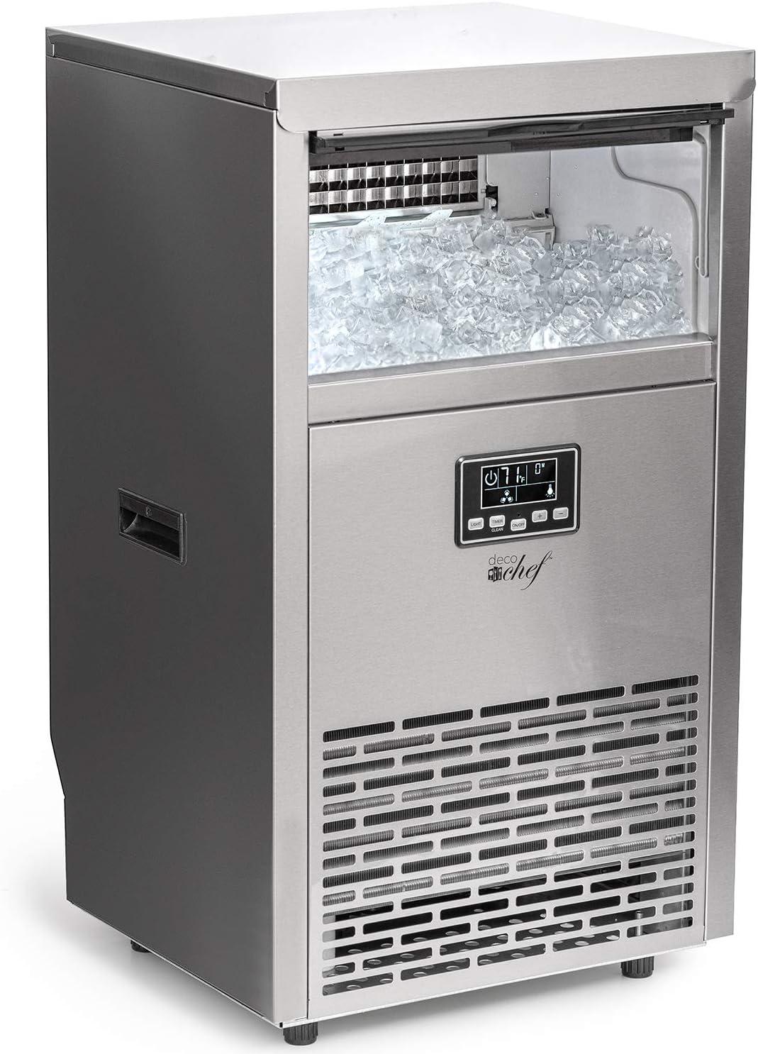 Deco Chef Commercial Ice Maker – 99lb Every 24 Hours – 33lb Storage Capacity – Stainless Steel – Great for Hotels, Restaurants, Bars, Homes, Offices – Includes Connection Hoses and Ice Scoop