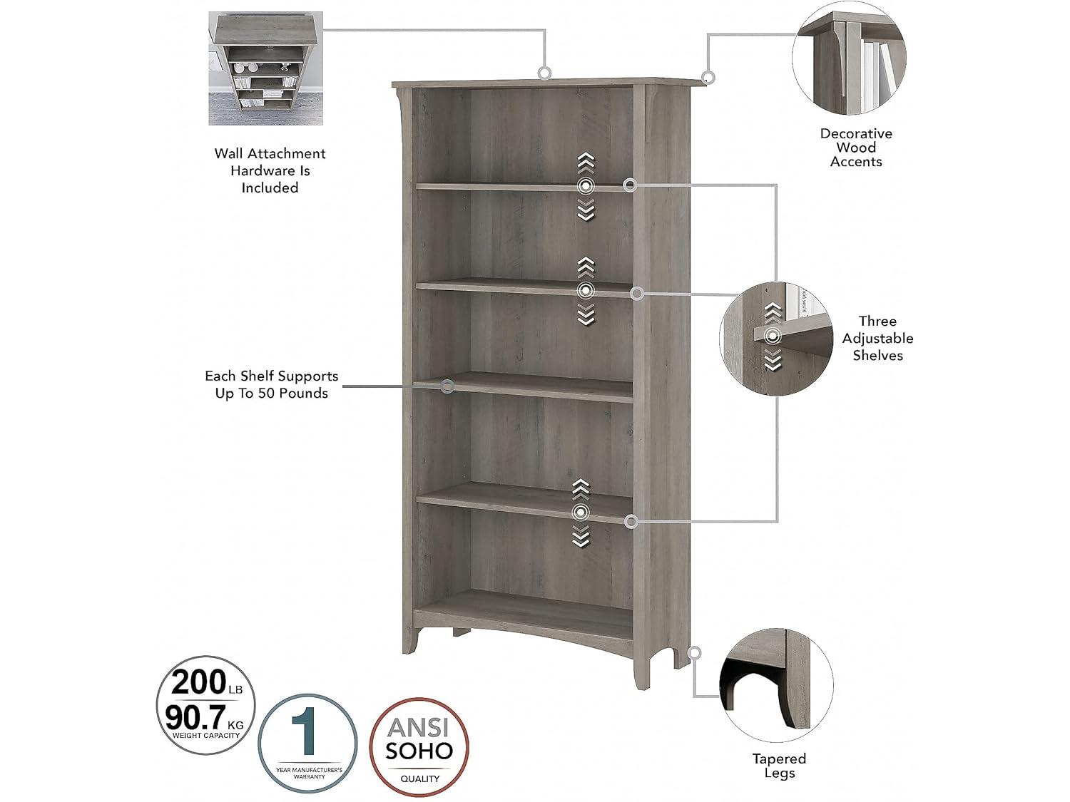 Red Barrel Studio® Khadesha Tall 5 Shelf Bookcase - Set Of 2