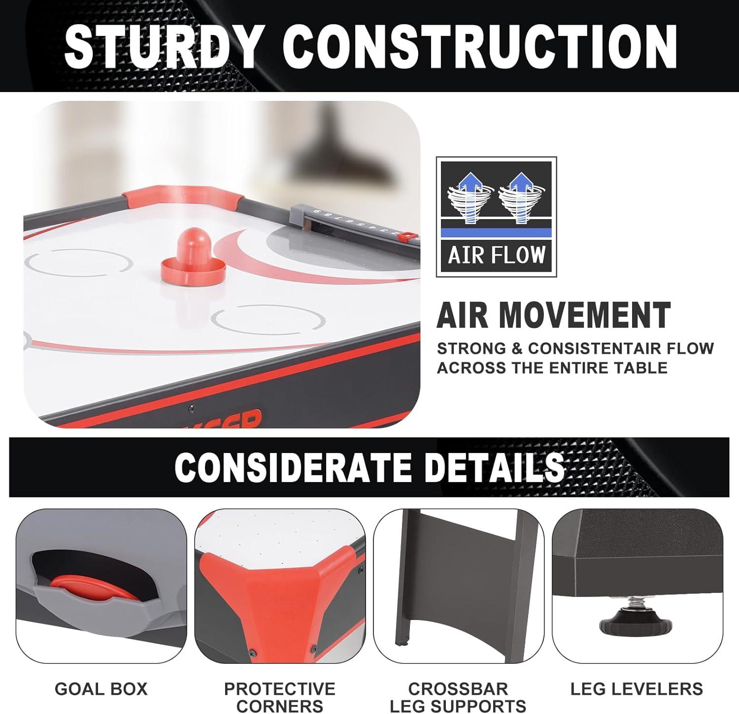 RayChee 48'' Black and Red MDF 2-in-1 Air Hockey and Table Tennis Game Table