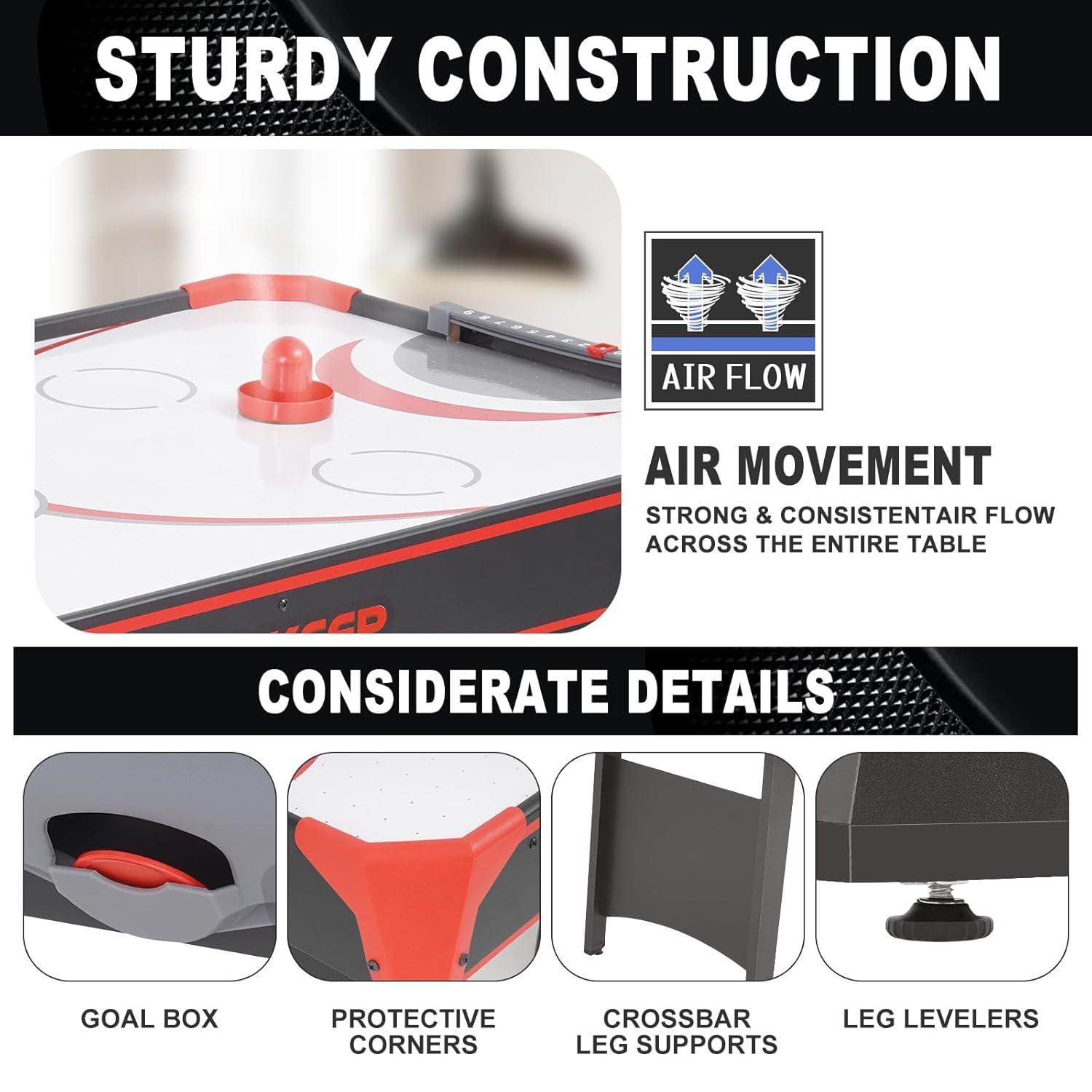 RayChee 48'' Black and Red MDF 2-in-1 Air Hockey and Table Tennis Game Table