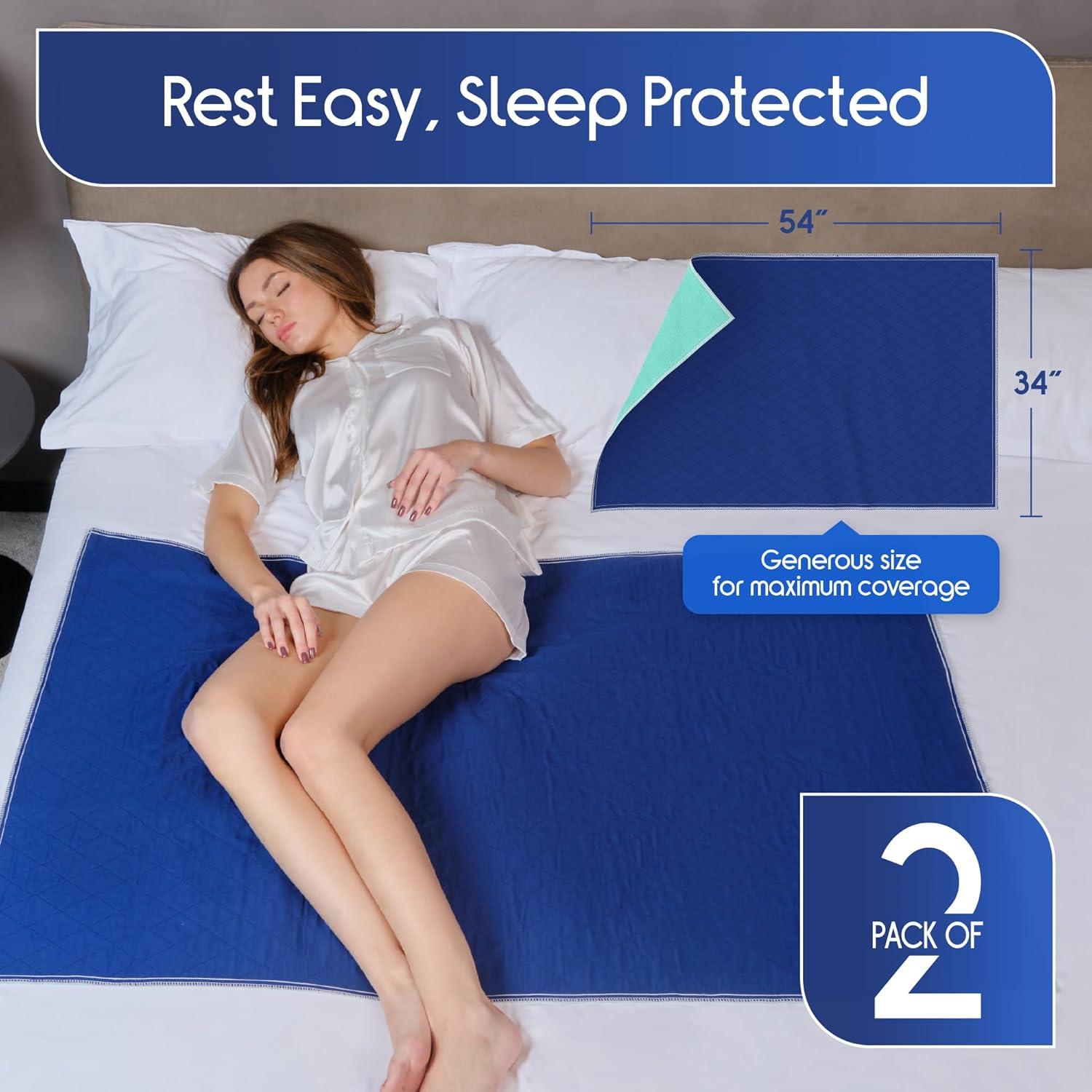 Inspire Waterproof Mattress Protector, Dark Colored to Hide Stains, Extra Large 34 x 54 – Quilted, Bed Pad for Incontinence Washable 2 Pack