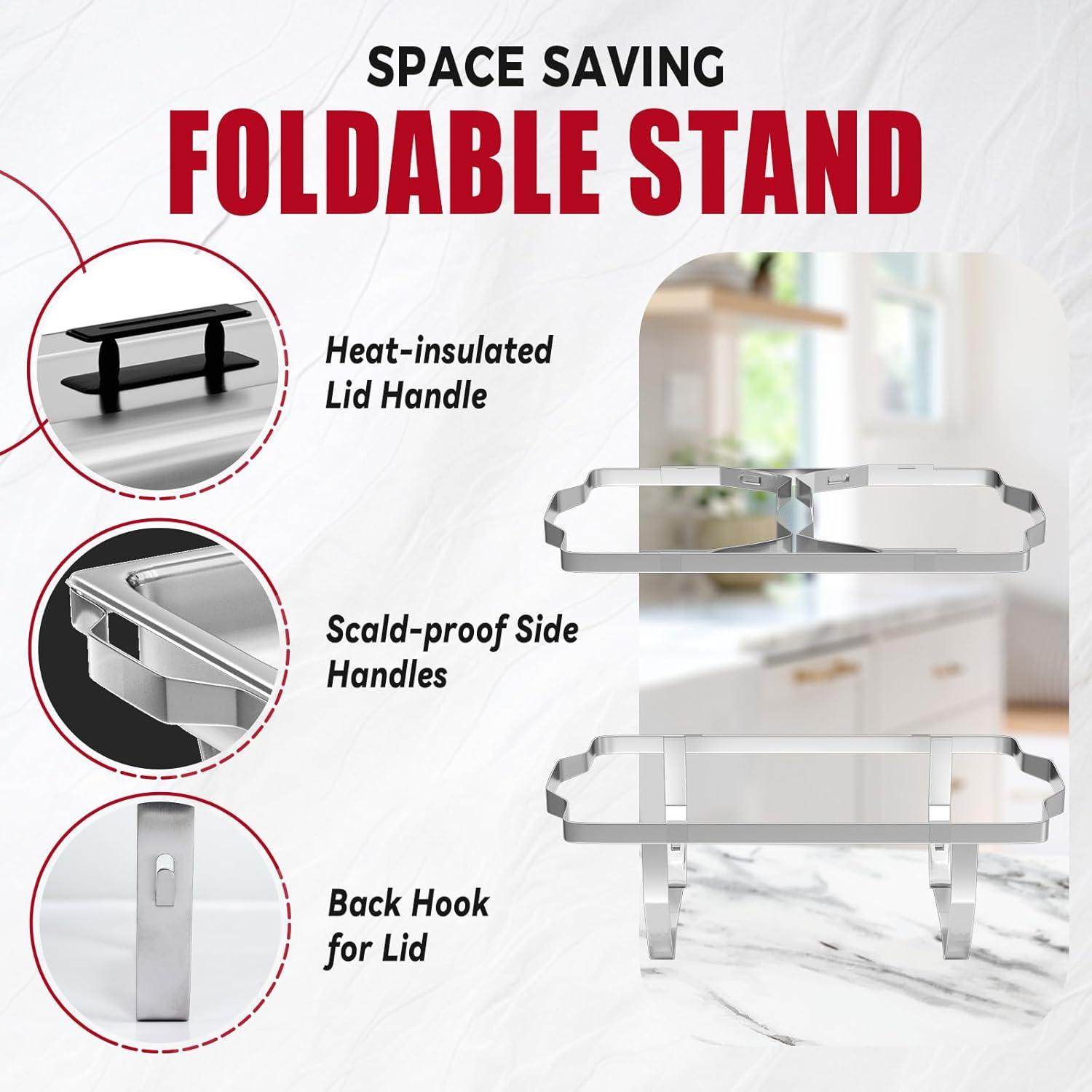 The Party Aisle™ Chafing Dishes For Buffet 4 Pack, 8 Qt Stainless Steel Chafers And Buffet Warmers Sets With Lid, Rectangle Serving Food Warmer Catering Supplies Buffet Display For Parties