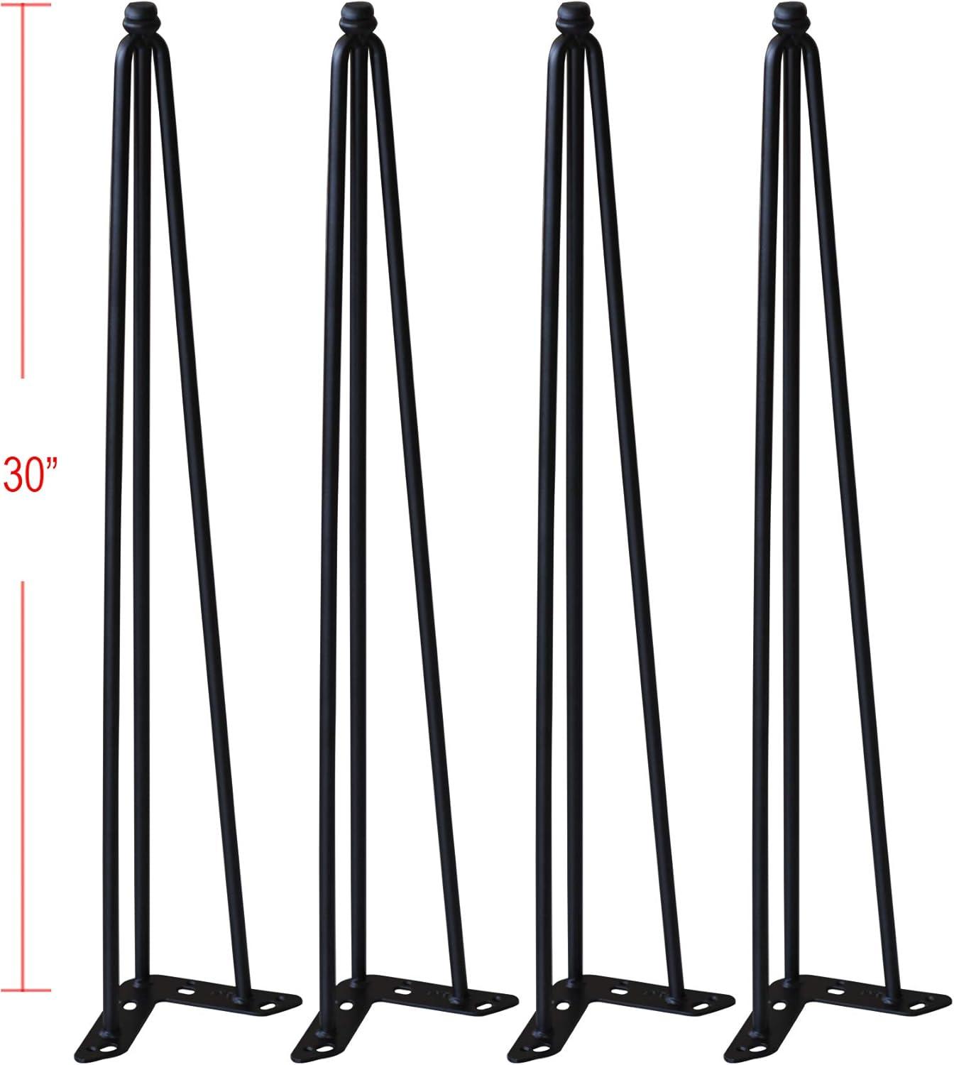 Black 30-Inch Metal Hairpin Table Legs Set of 4