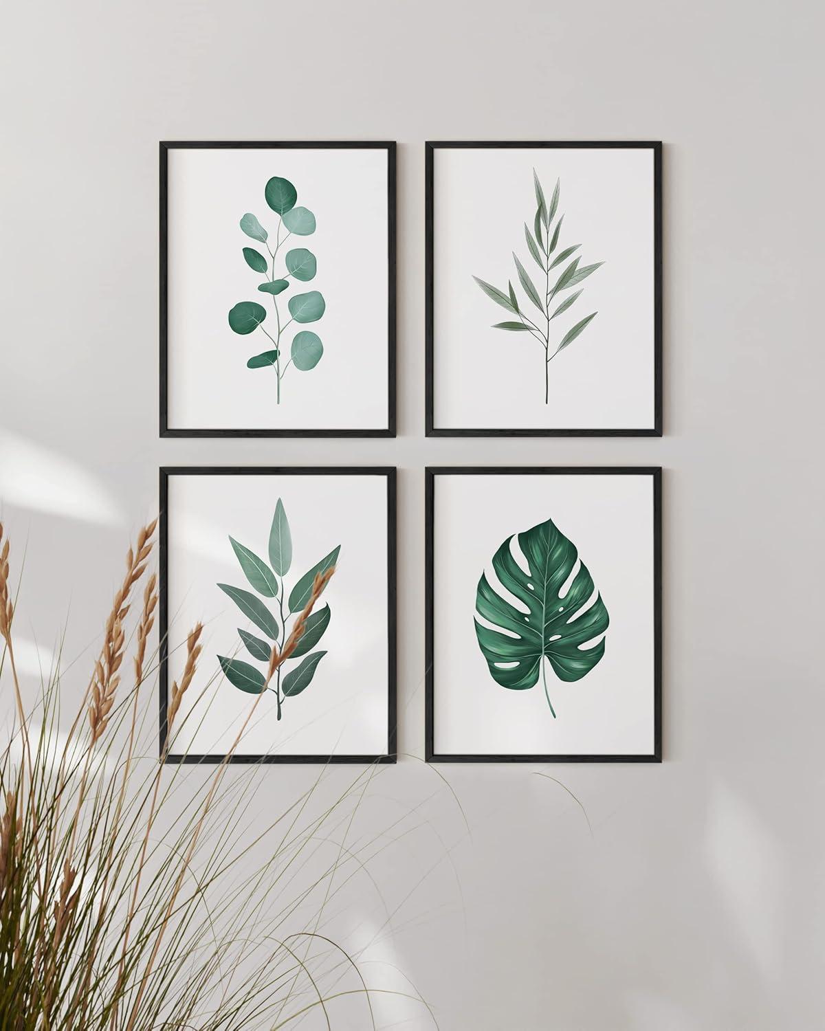 Haus and Hues Plant Wall Art - Botanical Prints Wall Art, Green Wall Art Collection Set, Plant Pictures Wall Art, Leaves Paintings For Wall, Minimalist Wall Art, Sage Green Wall Decor (8x10, UNFRAMED)