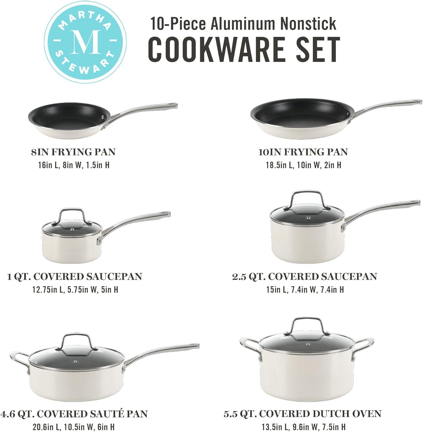 Martha Stewart 10 - Piece  Aluminum Nonstick Cookware Set