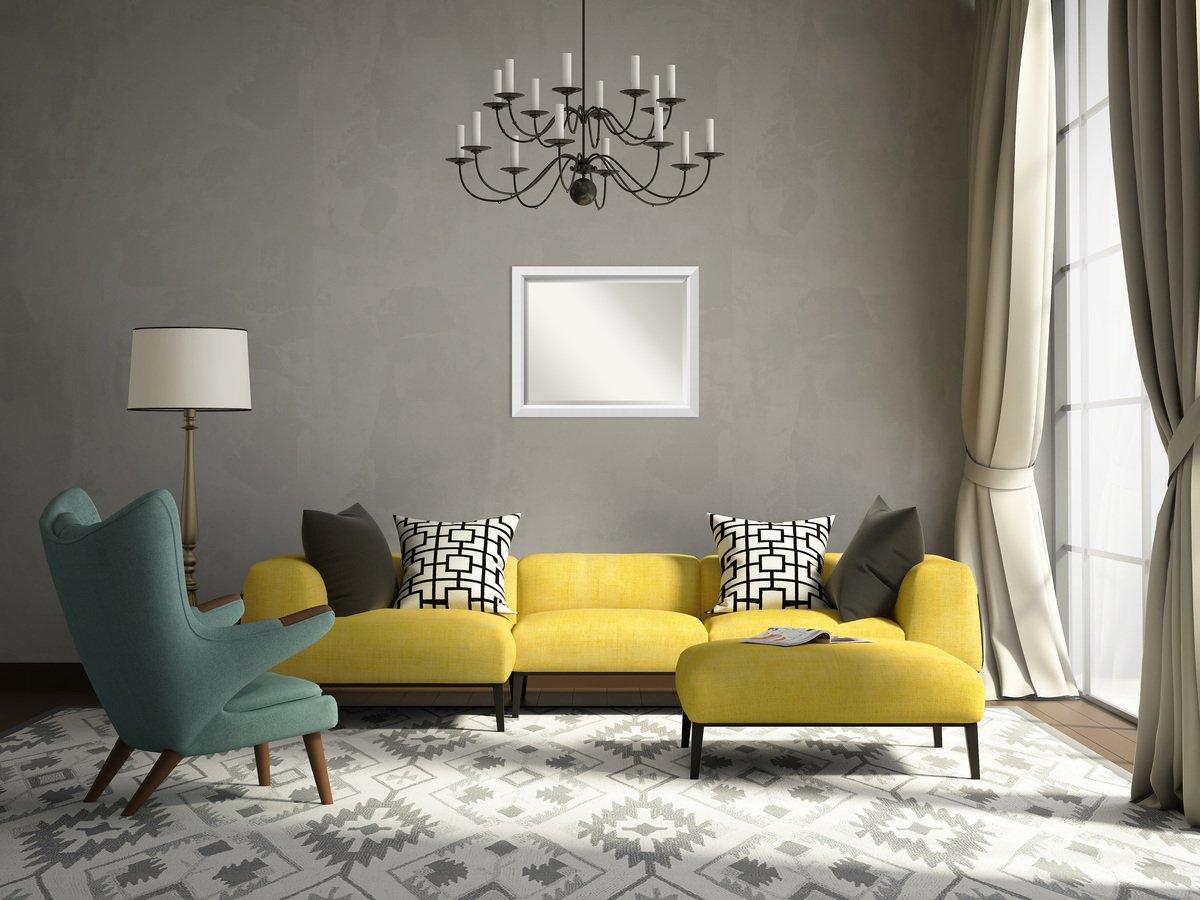 Amanti Art Blanco White Beveled Wood Wall Mirror 26.25 x 32.25 in.